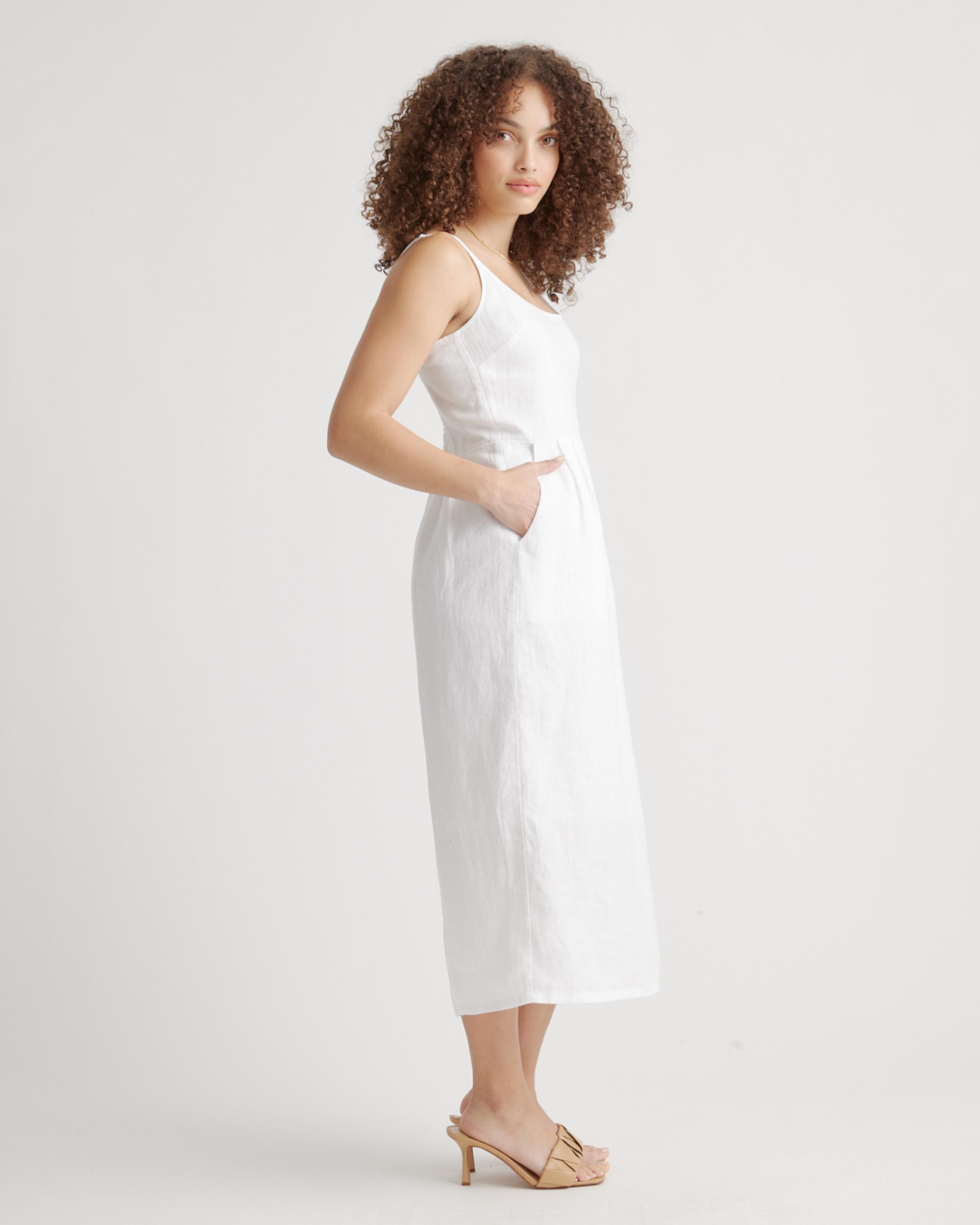 Quince | Women's 100% European Linen Scoop Neck Midi Dress Size XL Product Image
