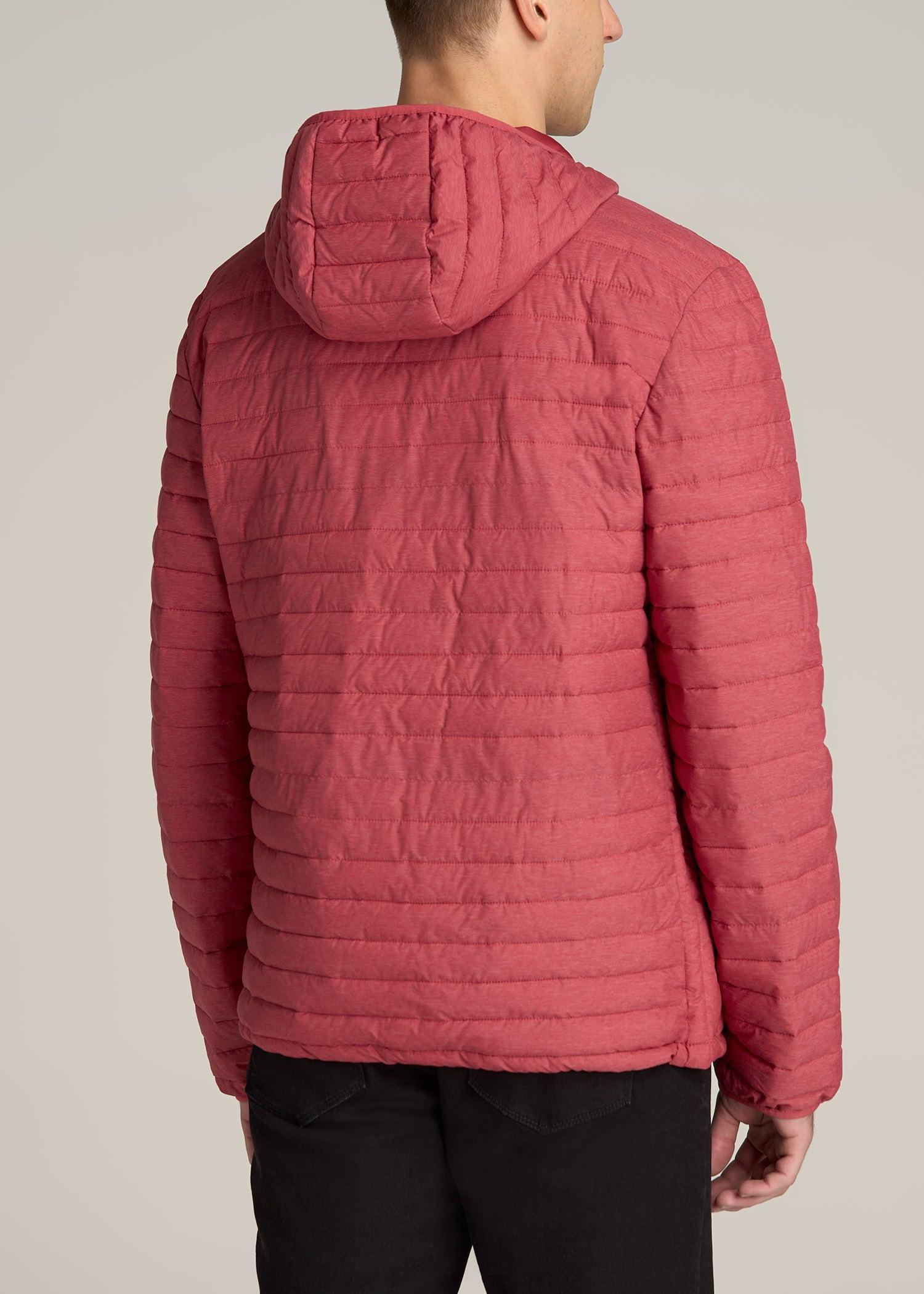 Tall Men's Packable Puffer Jacket in Red Space Dye Product Image