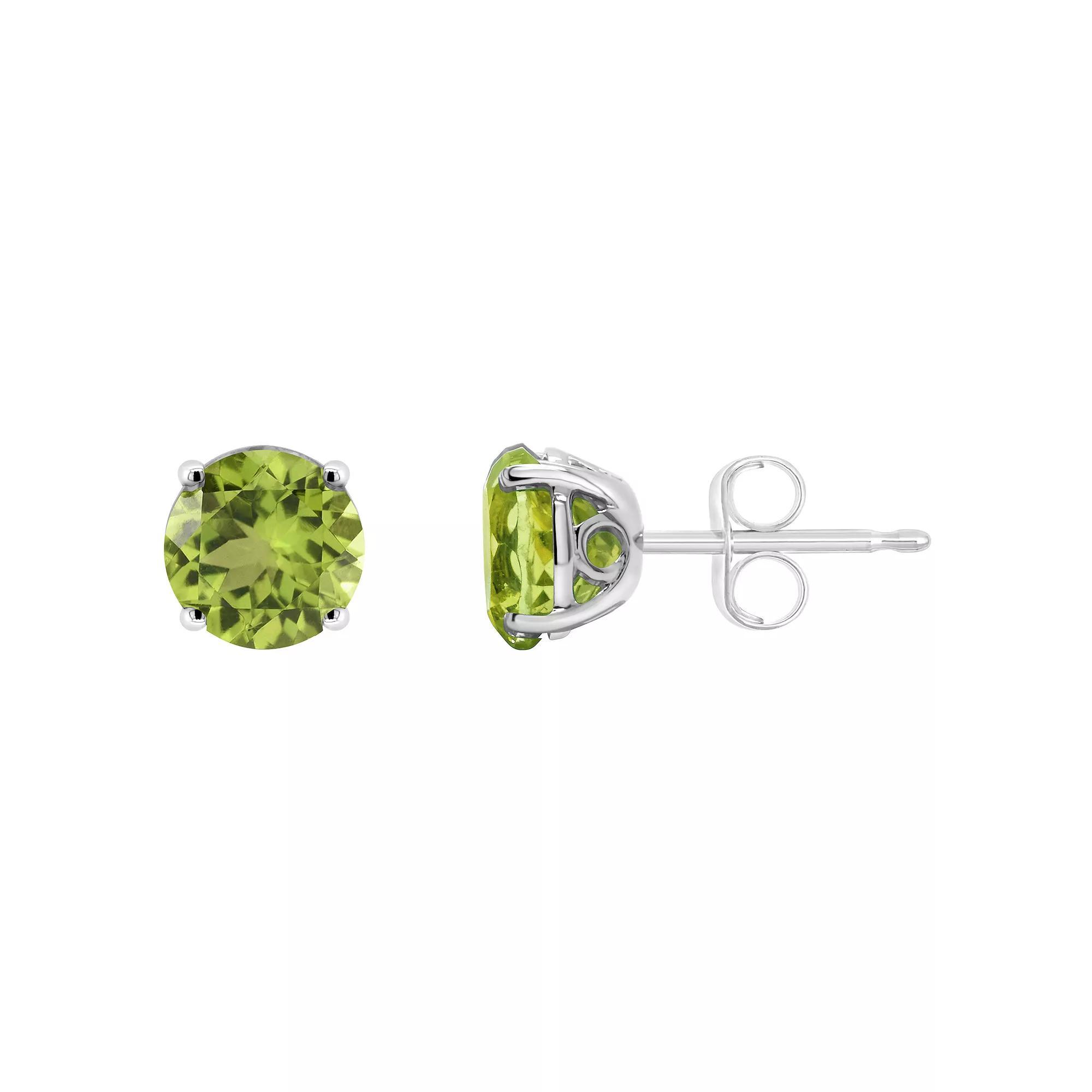Alyson Layne 14k Gold Round Peridot Stud Earrings, Women's Product Image