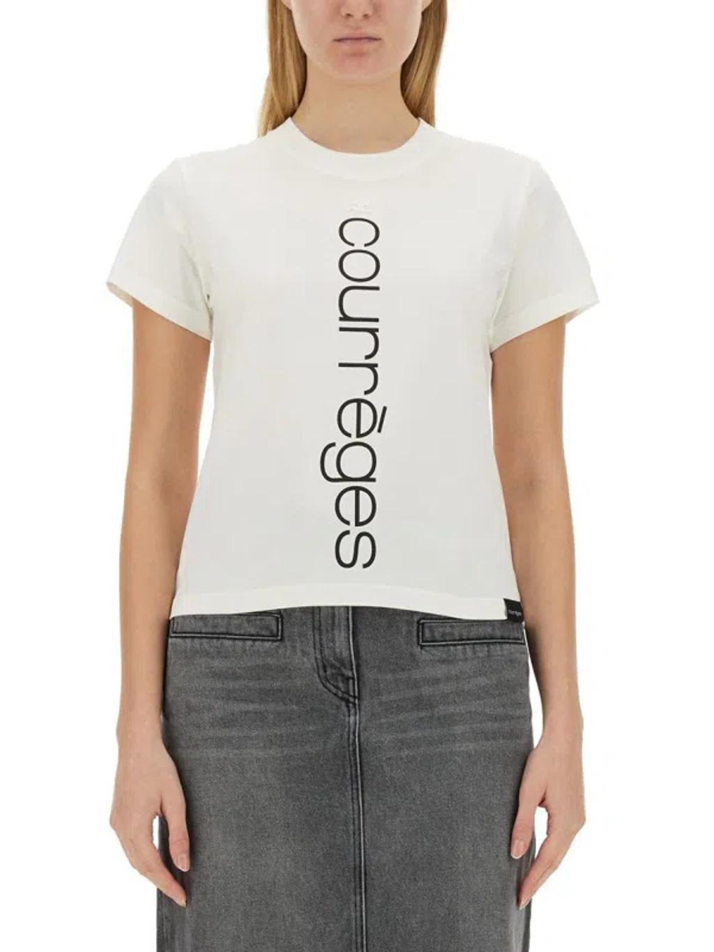 COURRÈGES T-shirt Logo In White Product Image