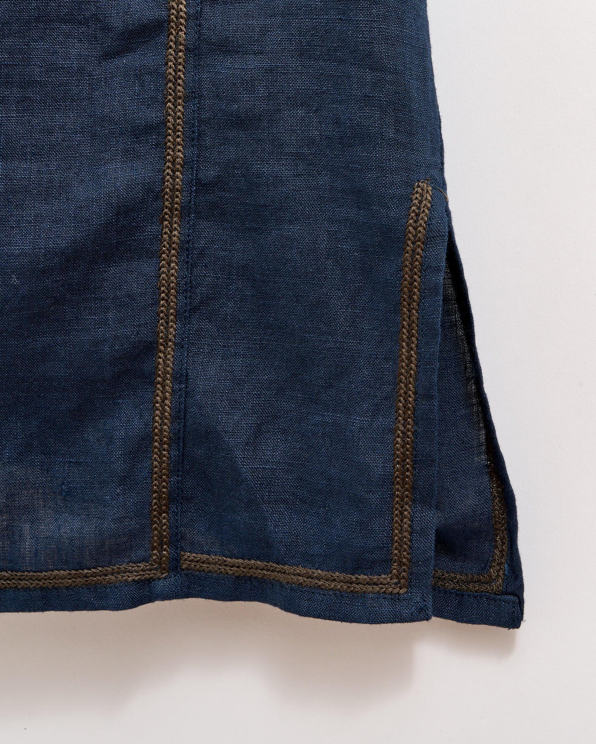 Linen Chainstitch Tunic Dress -  Product Image