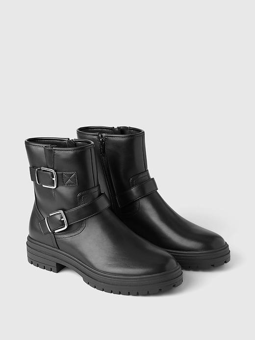 Vegan Leather Moto Boots Product Image