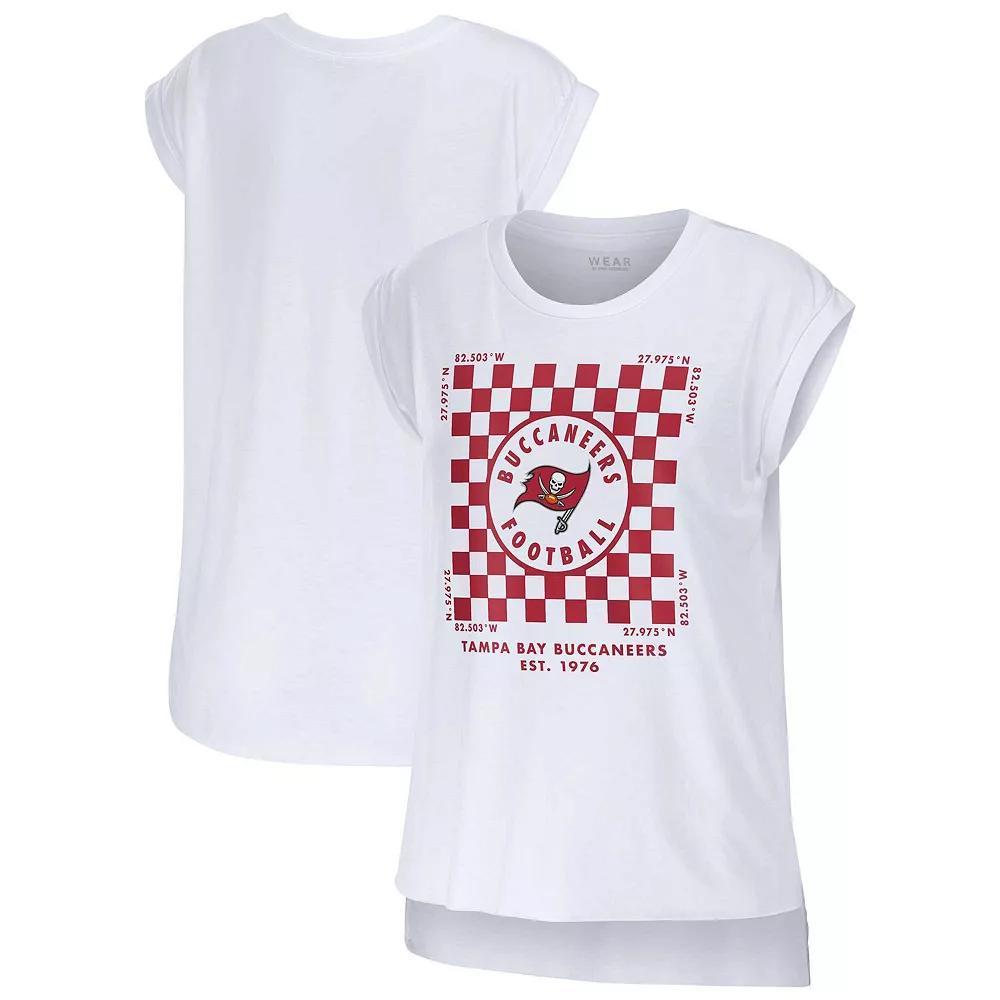Women's WEAR by Erin Andrews White Tampa Bay Buccaneers Checker Muscle Tank Top, Size: XL Product Image