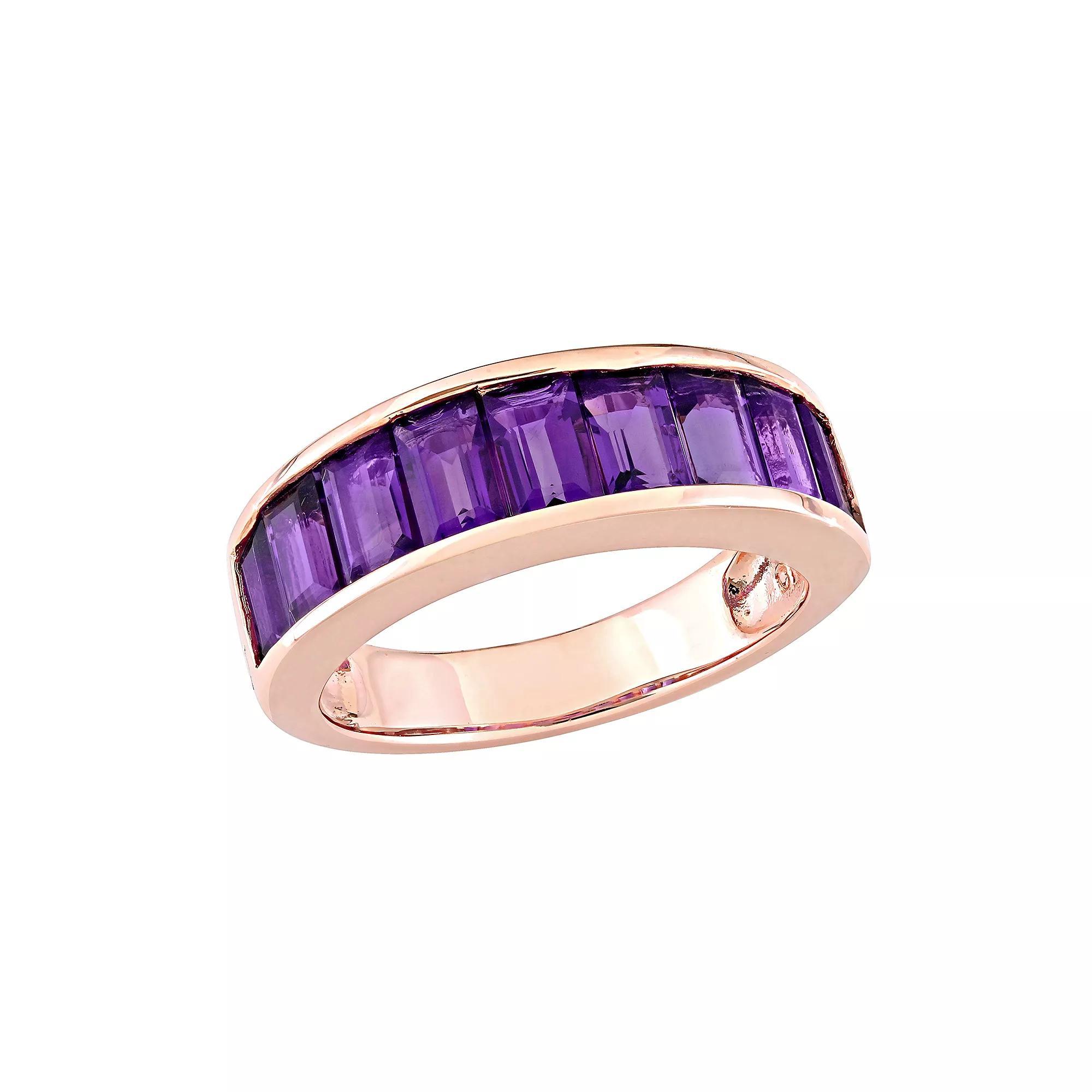 Stella Grace 18k Rose Gold Over Silver Amethyst Anniversary Band, Women's, Size: 5.50, Sterling Product Image
