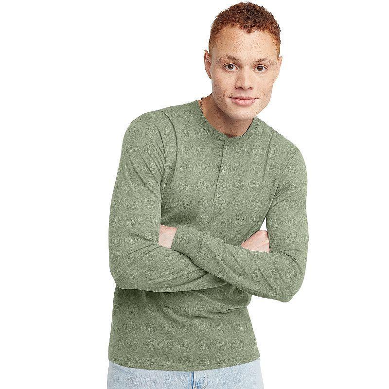 Men's Hanes Originals Tri-Blend Henley, Size: Medium, Eco White Product Image