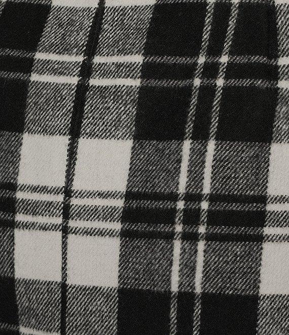 Antonio Melani Georgie Woven Brushed Plaid Fringe High Rise Wrap Front Mini A-Line Skirt Product Image
