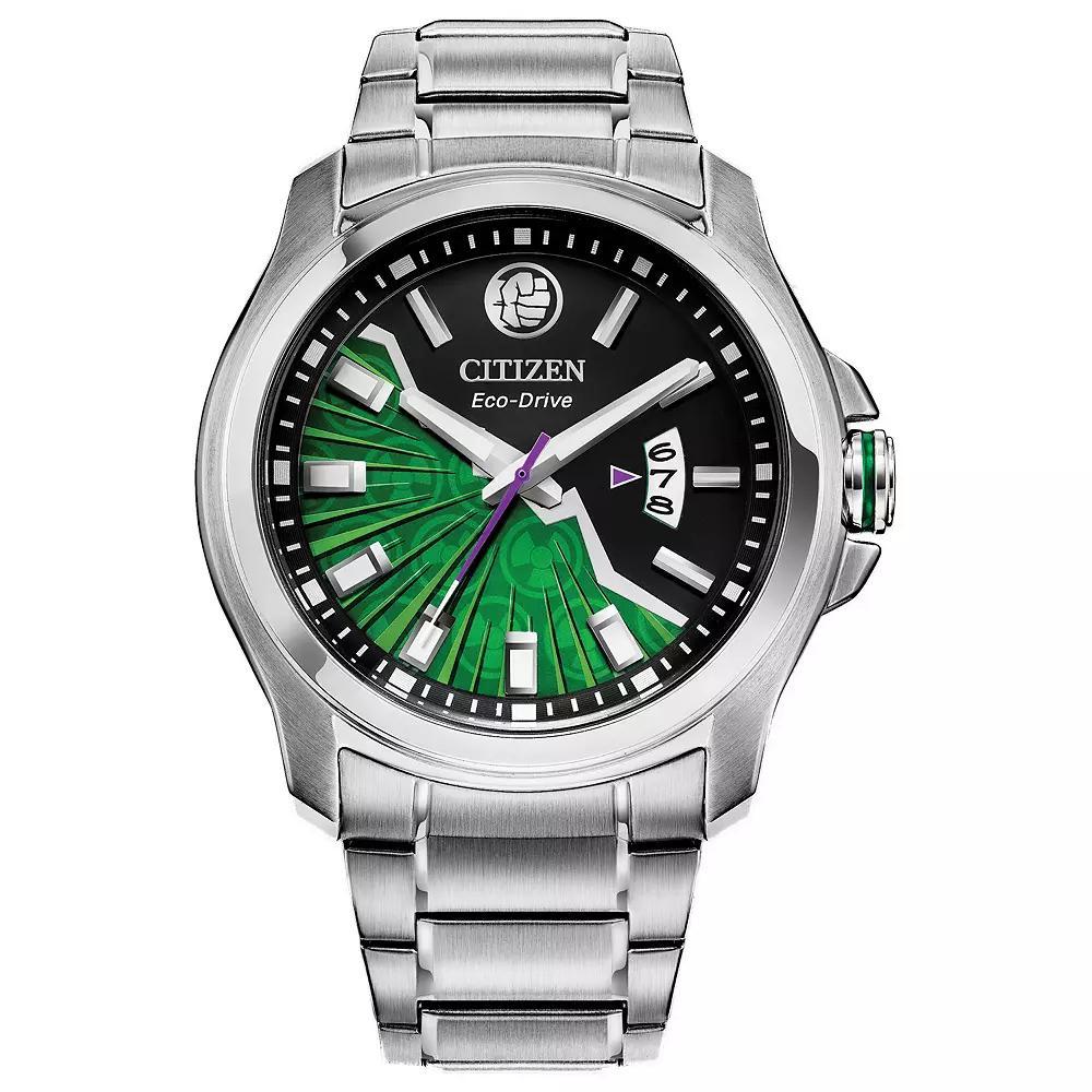 Citizen Eco-Drive Mens Marvel Hulk Stainless Steel Watch Silver Tone Product Image