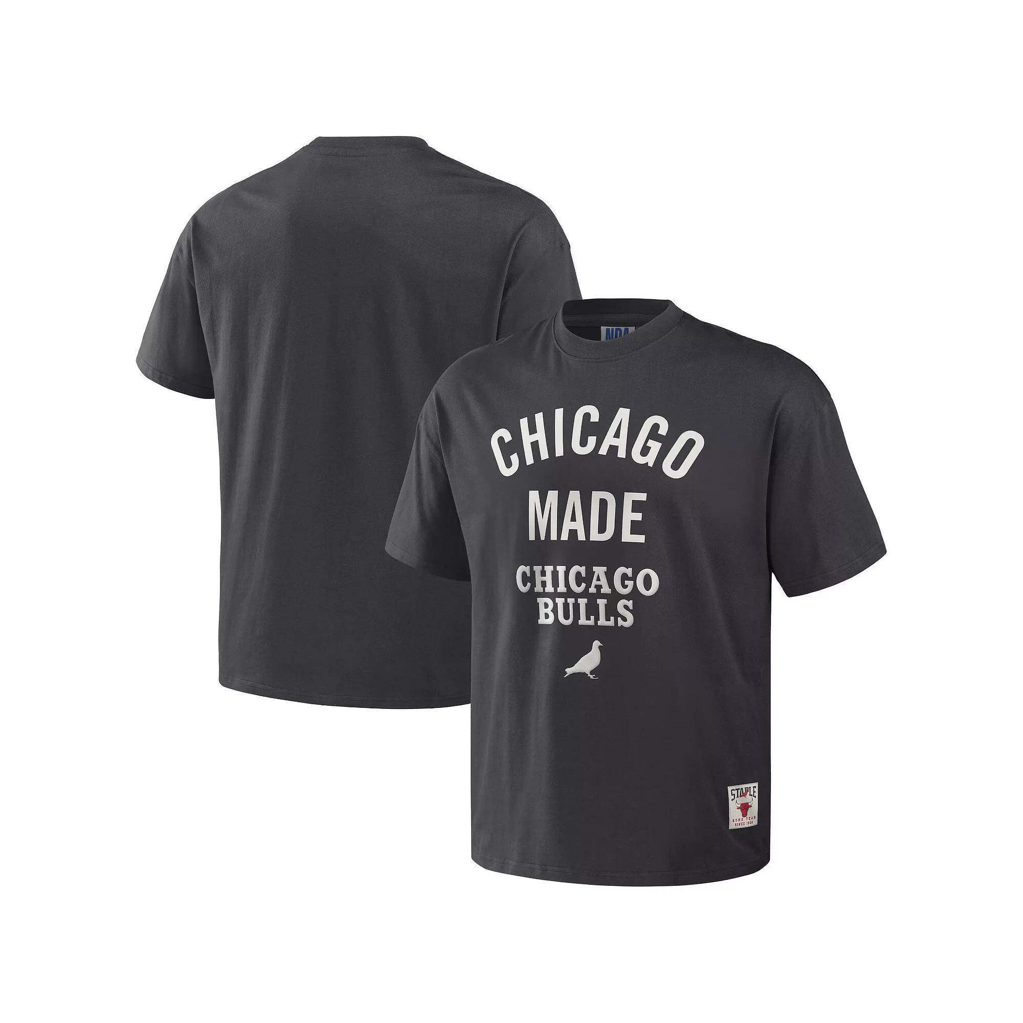 Men's NBA x Staple Anthracite Chicago Bulls Heavyweight Oversized T-Shirt, Size: Medium, Grey Product Image