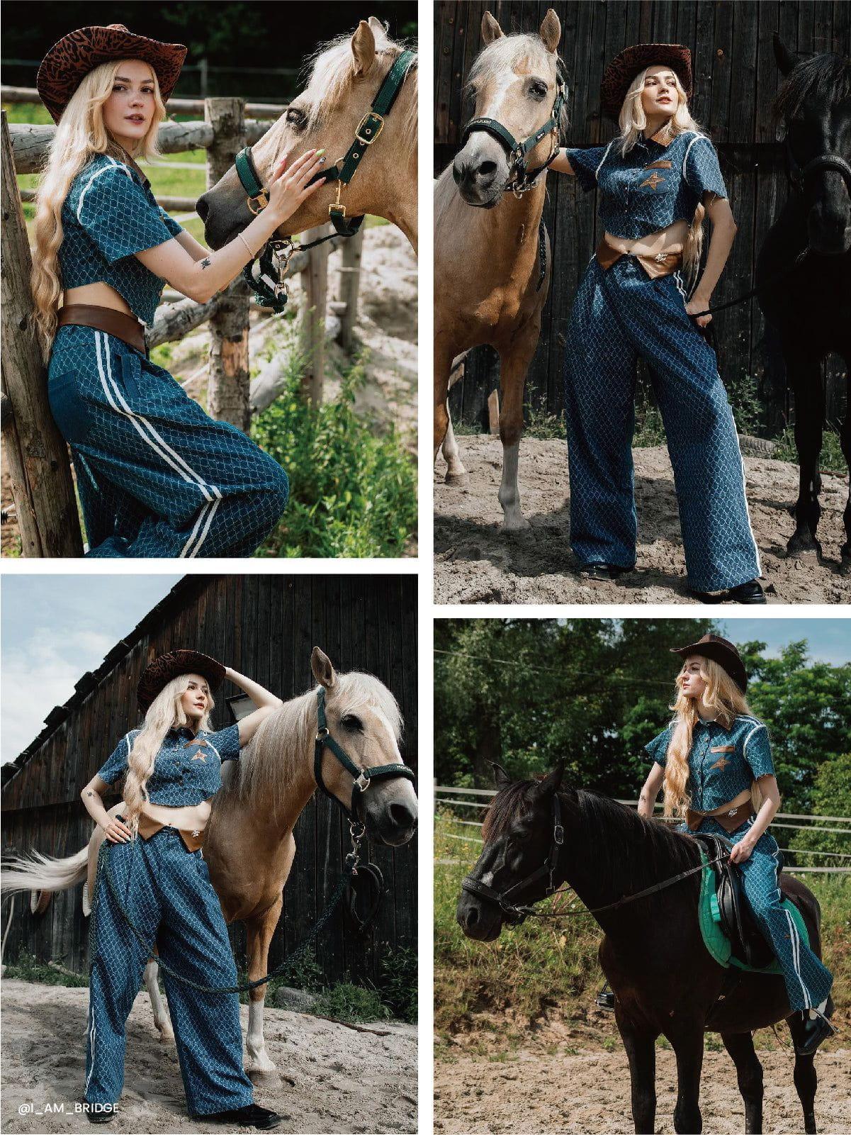 Aelfric Eden Vintage Denim Jacquard Cropped Jacket Product Image
