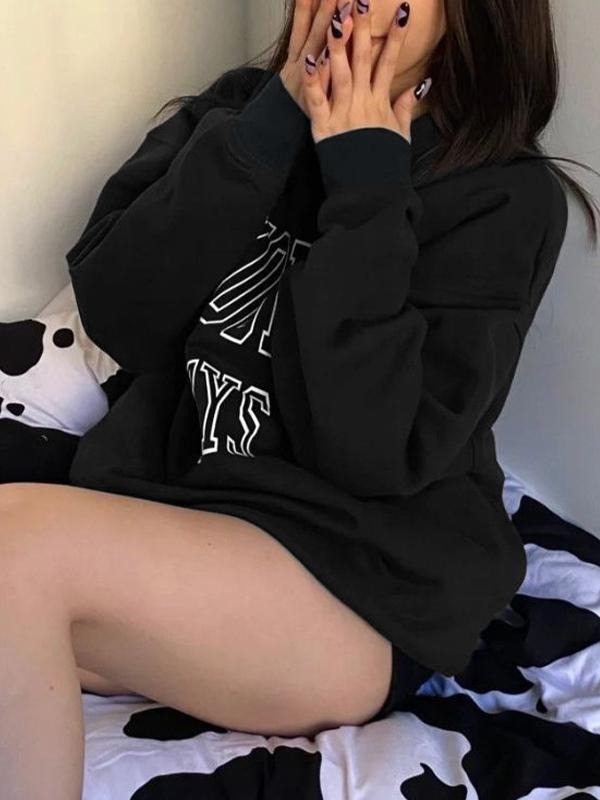 American Vintage Style Letter Print Sweatshirt Product Image