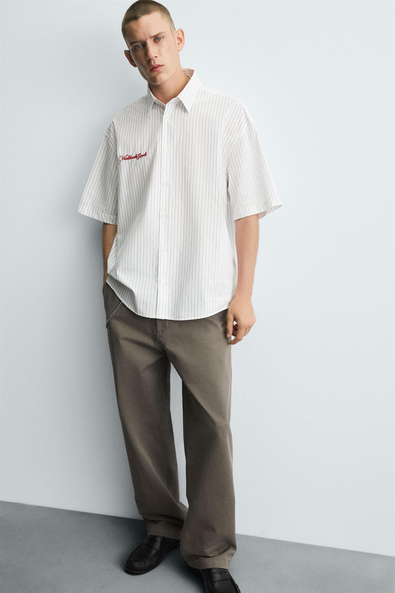 EMBROIDERED STRIPED SHIRT Product Image