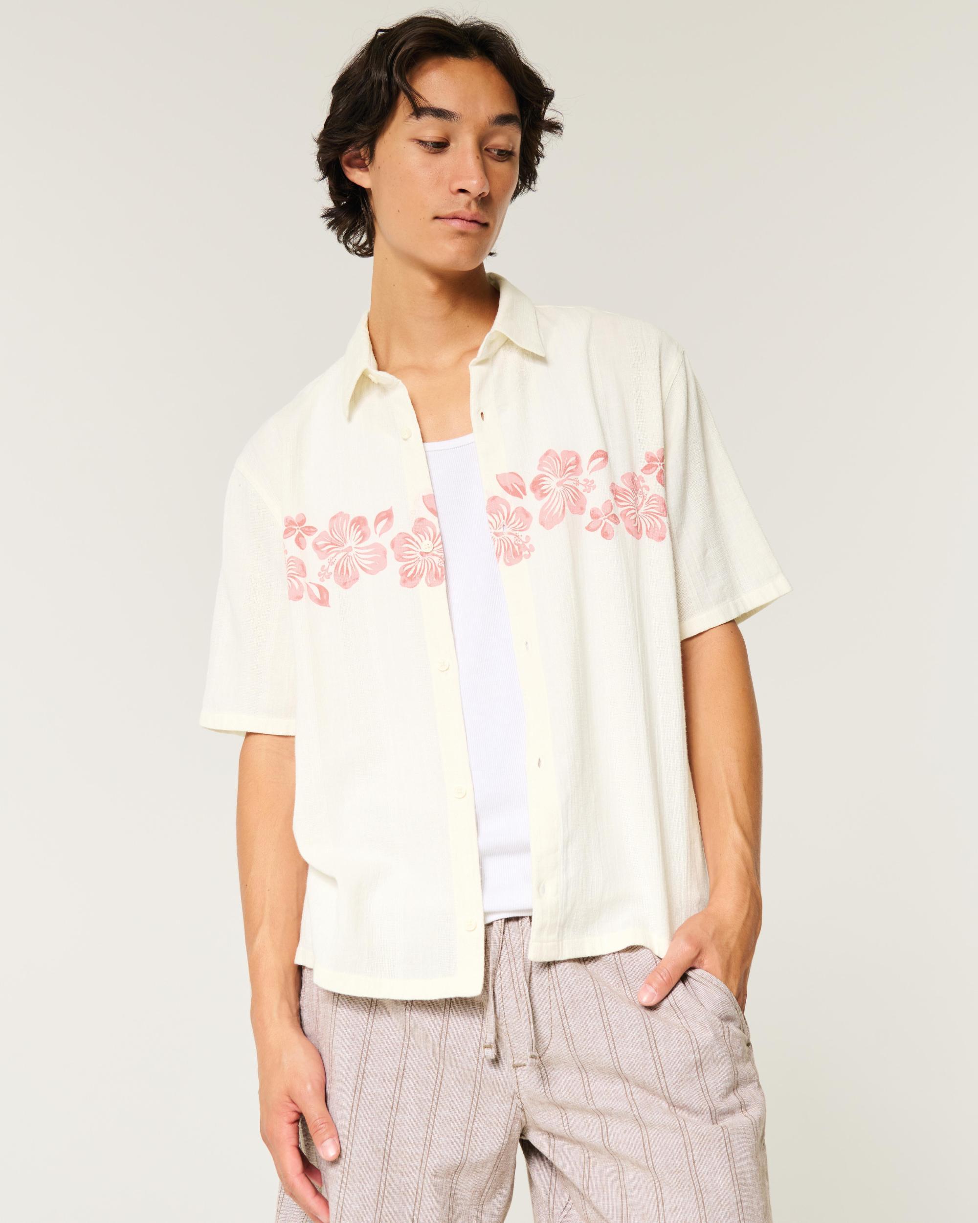 Boxy Short-Sleeve Pattern Shirt Product Image