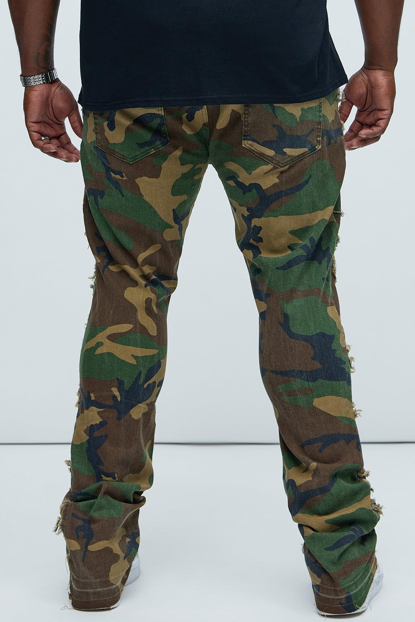Fray All Ways Stacked Skinny Flare Pants - Camouflage Product Image