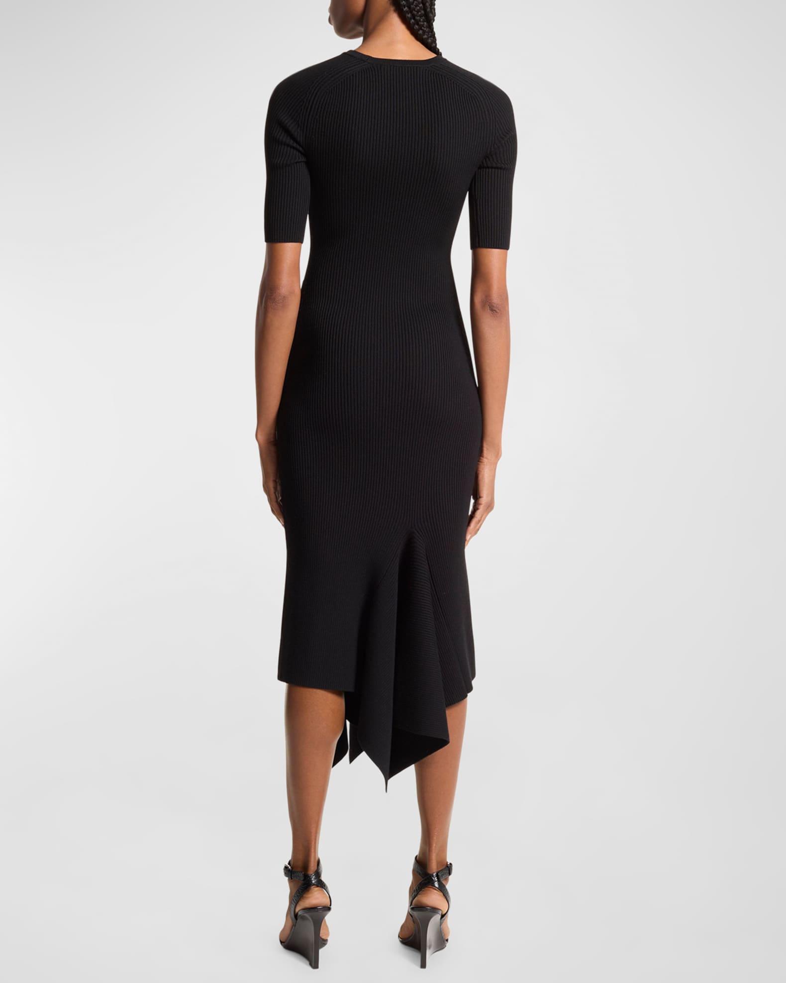 Draped Asymmetric Wool Midi Dress Product Image
