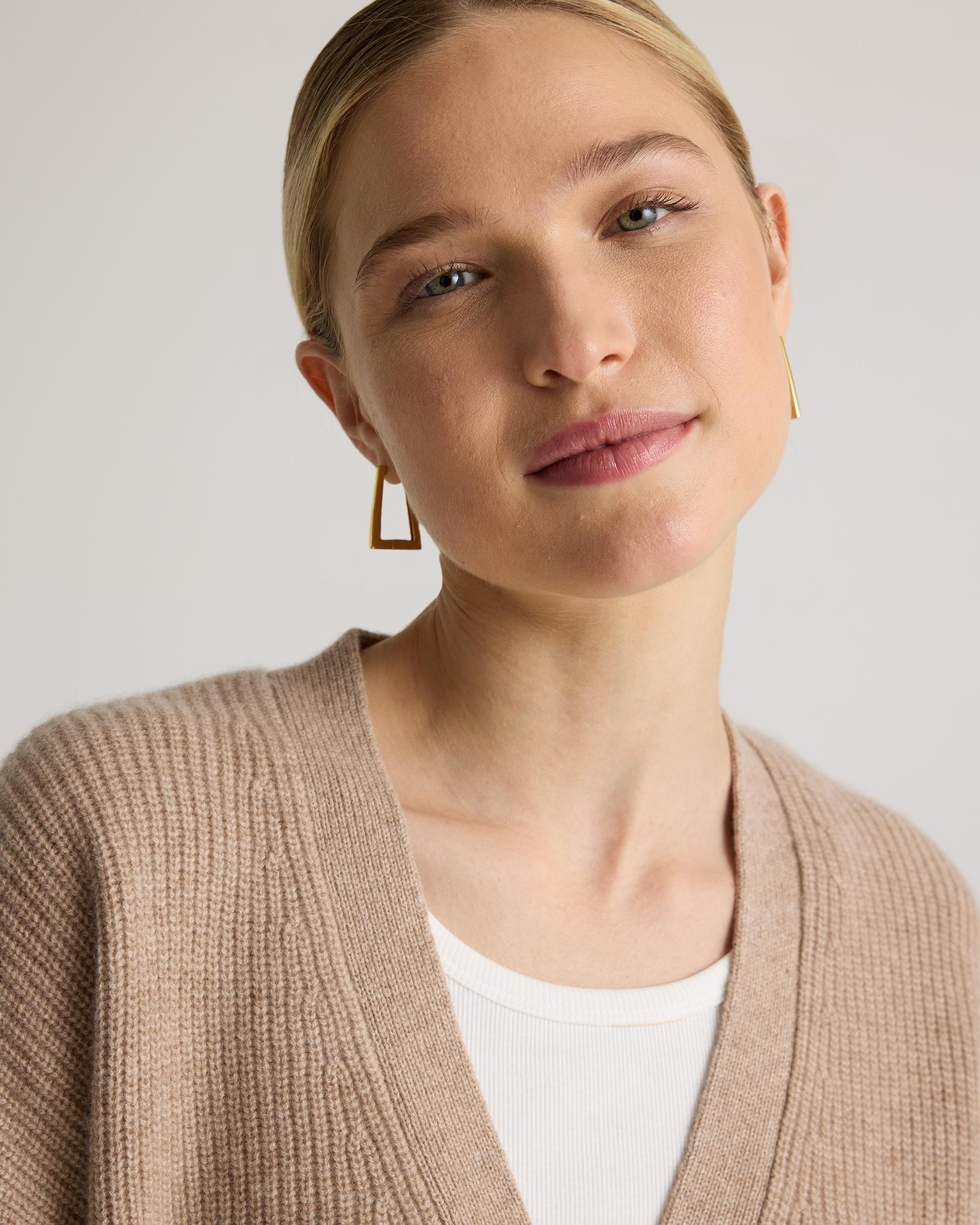 Quince | Women's Mongolian Cashmere Fisherman Boxy Cropped Cardigan Sweater Size XL Product Image