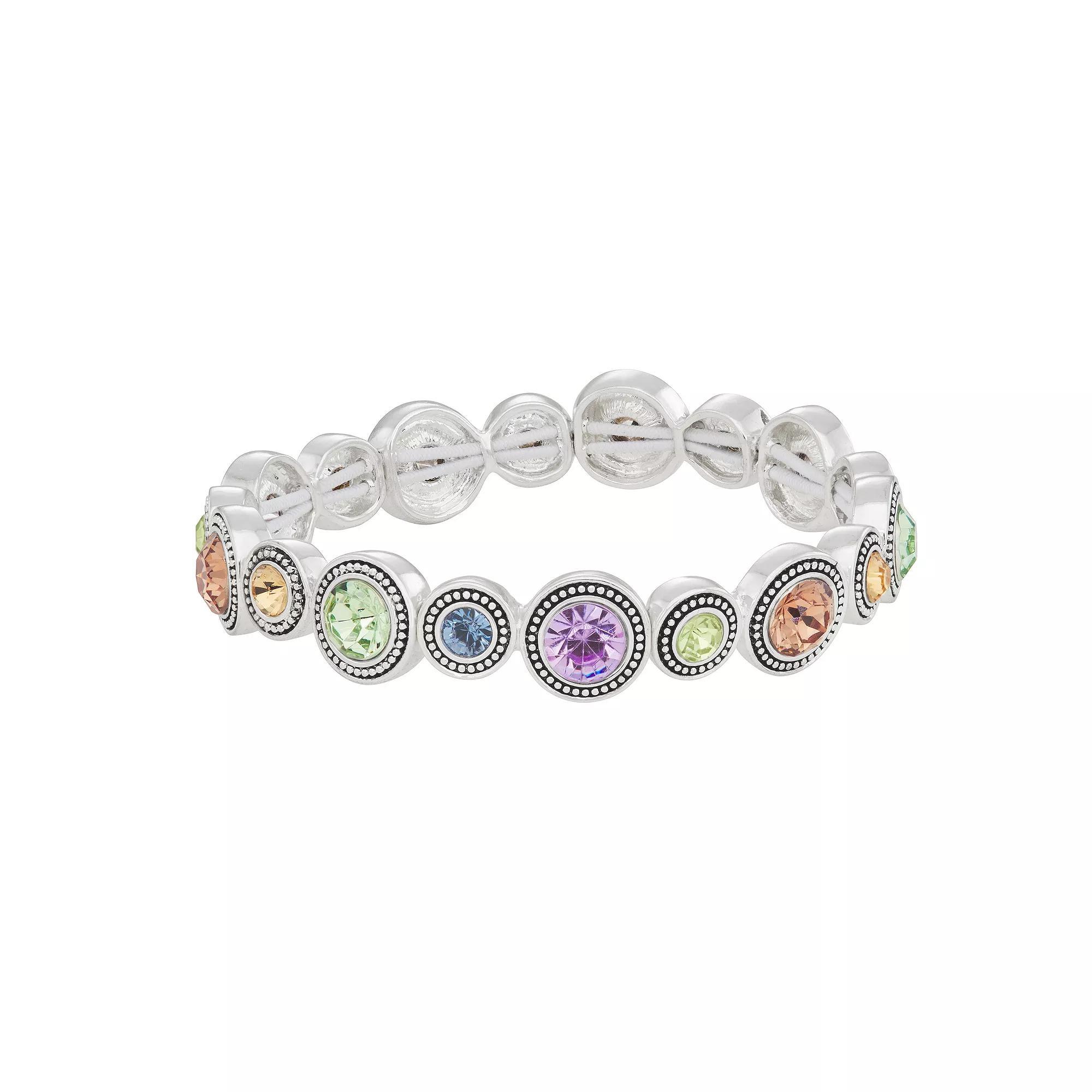Napier Silver Tone Simulated Crystal Stretch Bracelet, Women's, Multi Product Image