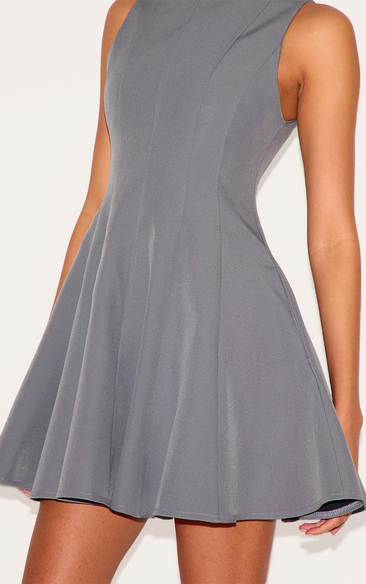 Charcoal Woven Pleated Shift Dress Product Image