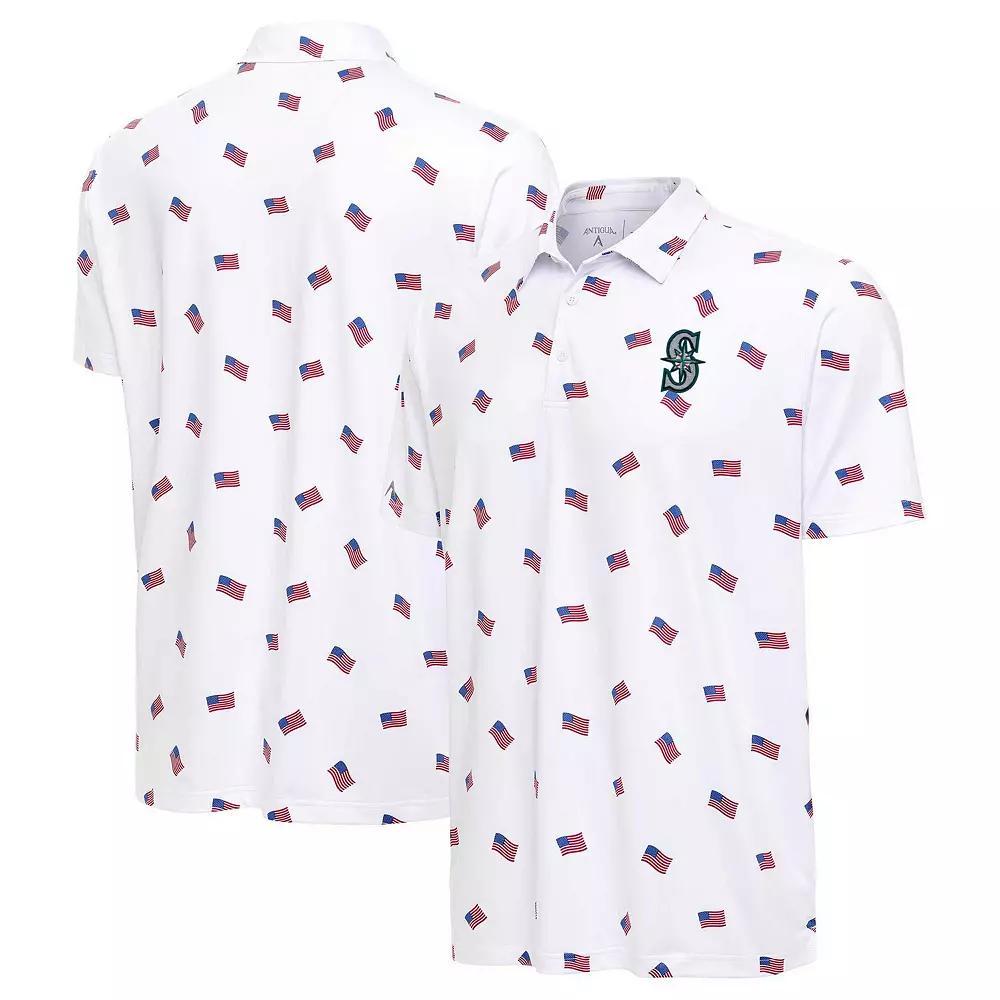 Men's Antigua White Seattle Mariners  Americana Polo, Size: Small Product Image