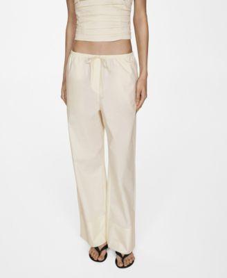Mango Womens Cotton Wide Leg Trousers Product Image