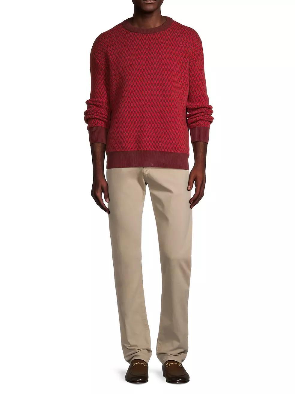Curb Chevron Knit Crewneck Sweater Product Image