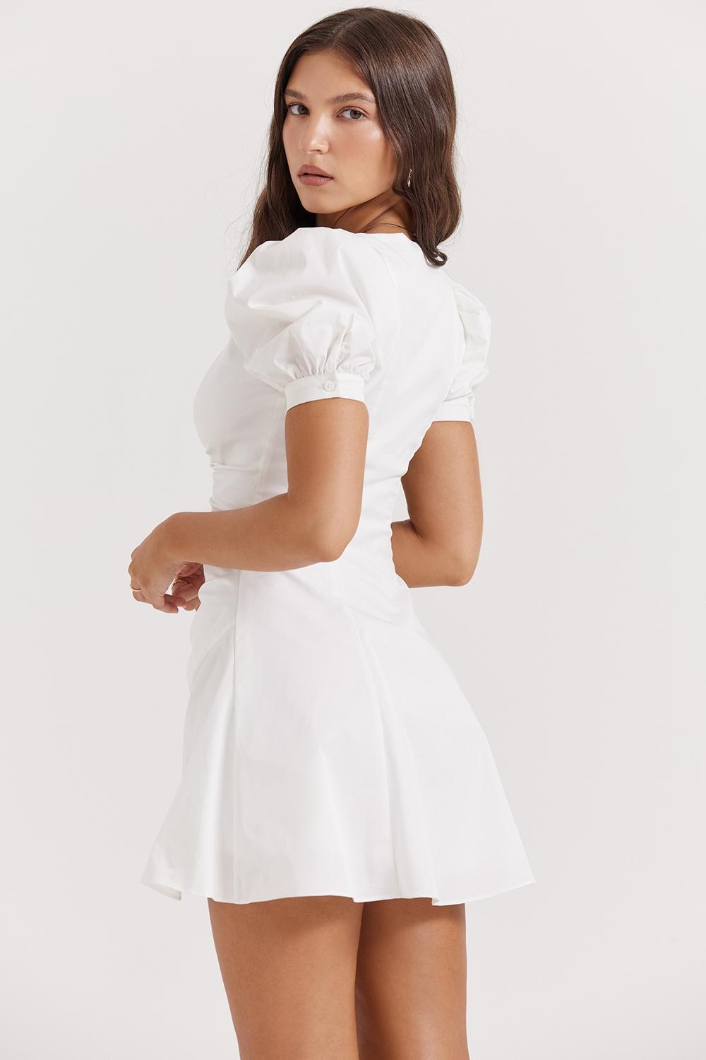 Hameda White Puff Sleeve Mini Dress Product Image
