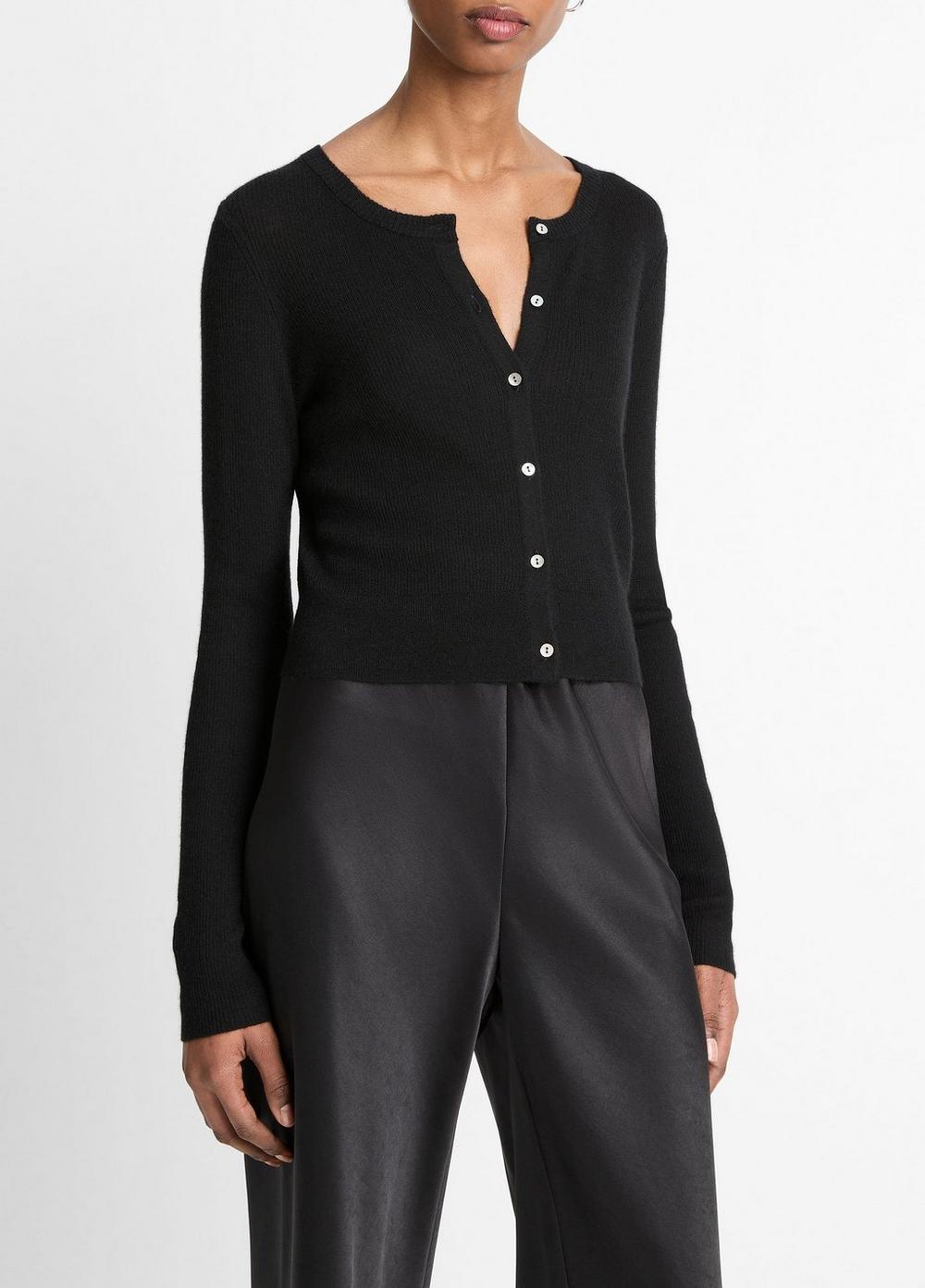 Ribbed Cashmere-Silk Slim Cardigan Product Image