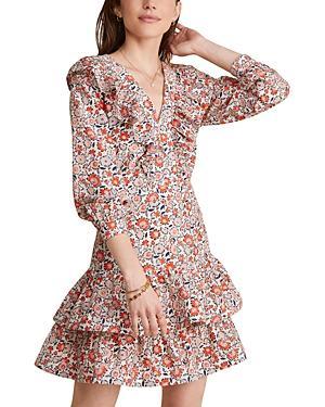 Vineyard Vines Ivy Ruffle Dress (Floral /Stone) Women's Clothing Product Image
