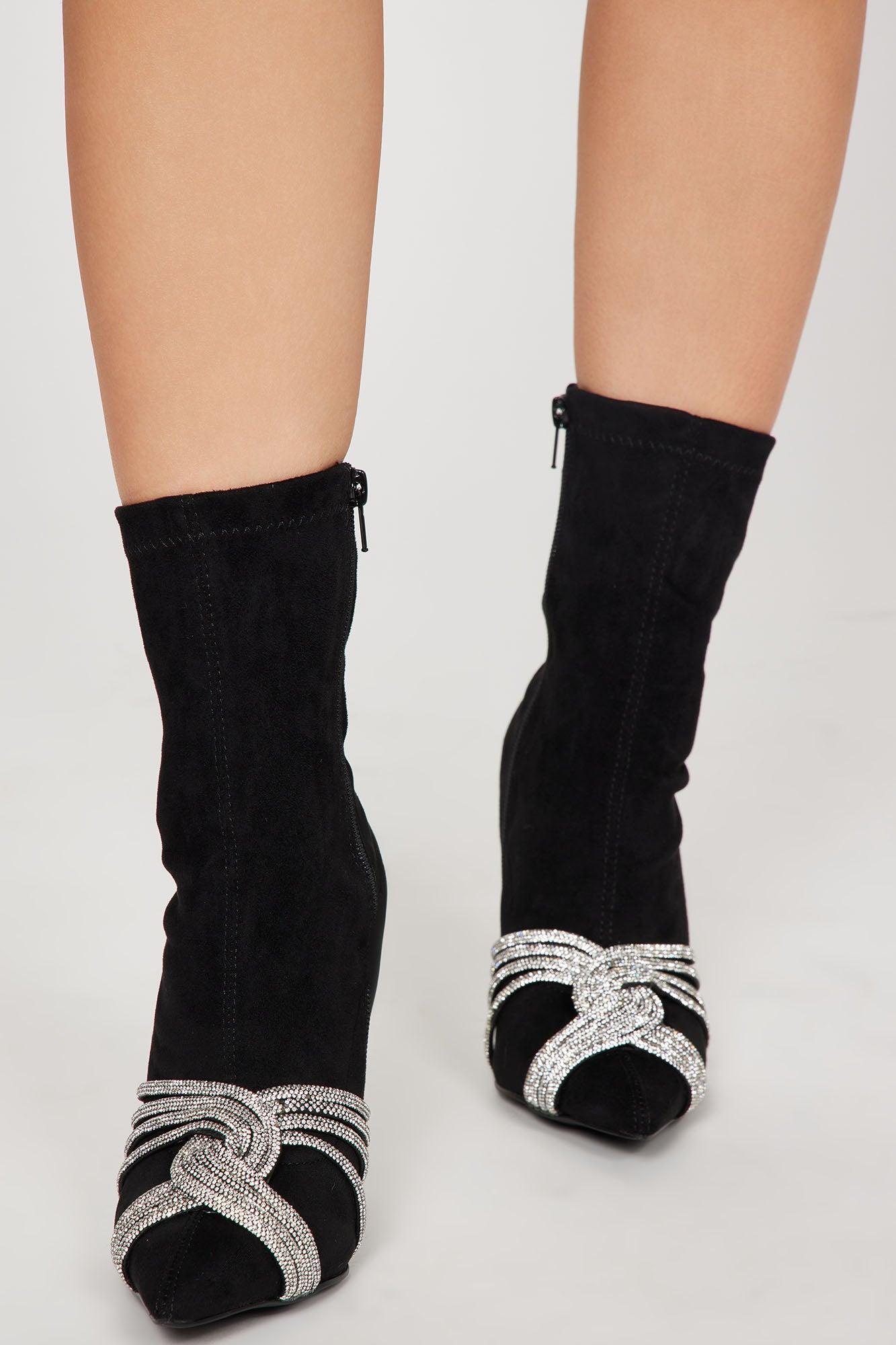 Self Love Embellished Booties - Black Product Image