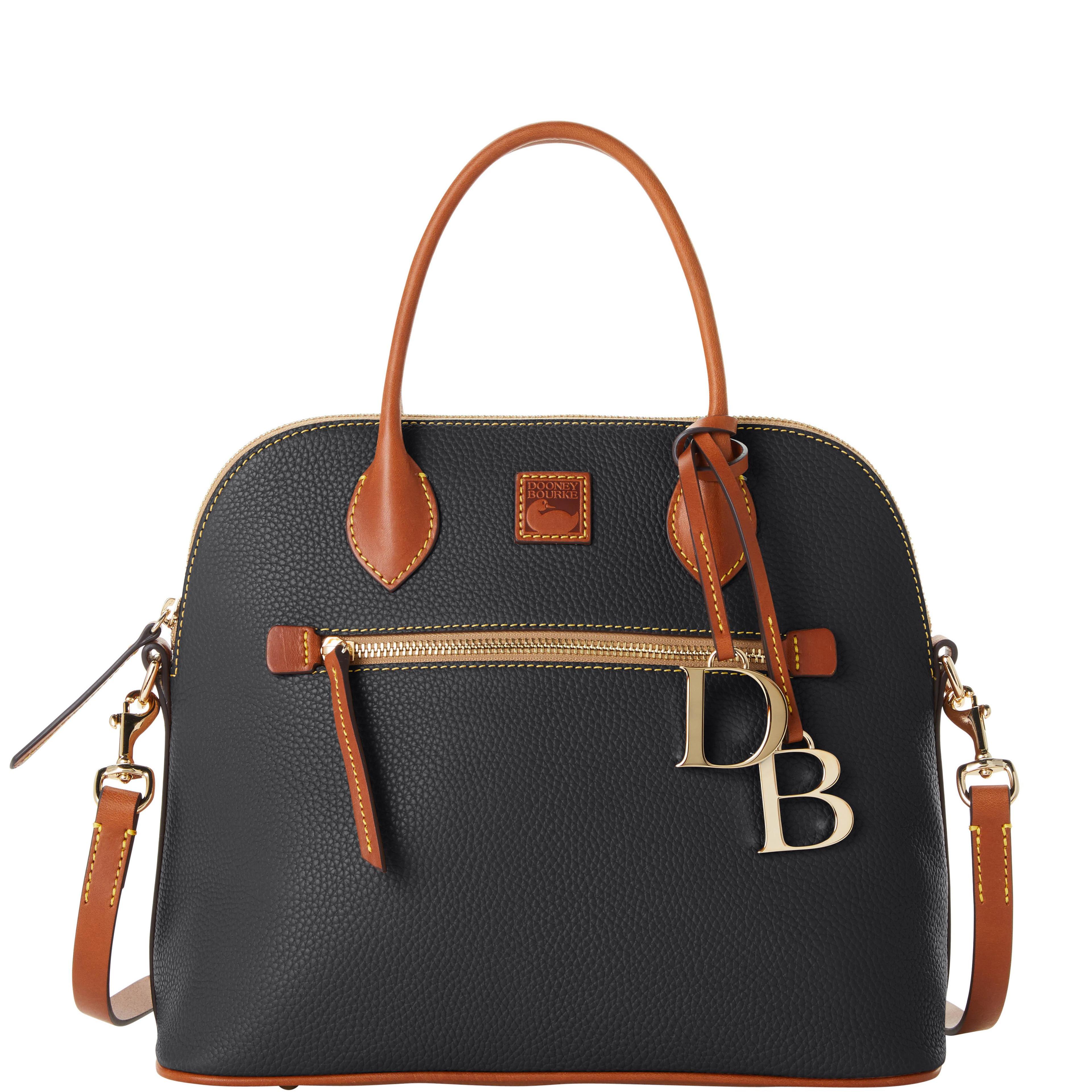 Dooney & Bourke Womens Pebble Grain Large Domed Leather Satchel Bag in Black Product Image