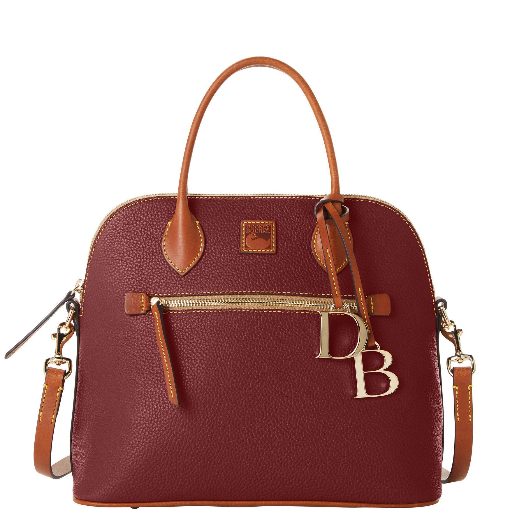 Dooney & Bourke Womens Pebble Grain Large Domed Leather Satchel Bag in Bordeaux Product Image
