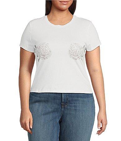 Womens Super Stretch Rhinestone Baby Tee Product Image