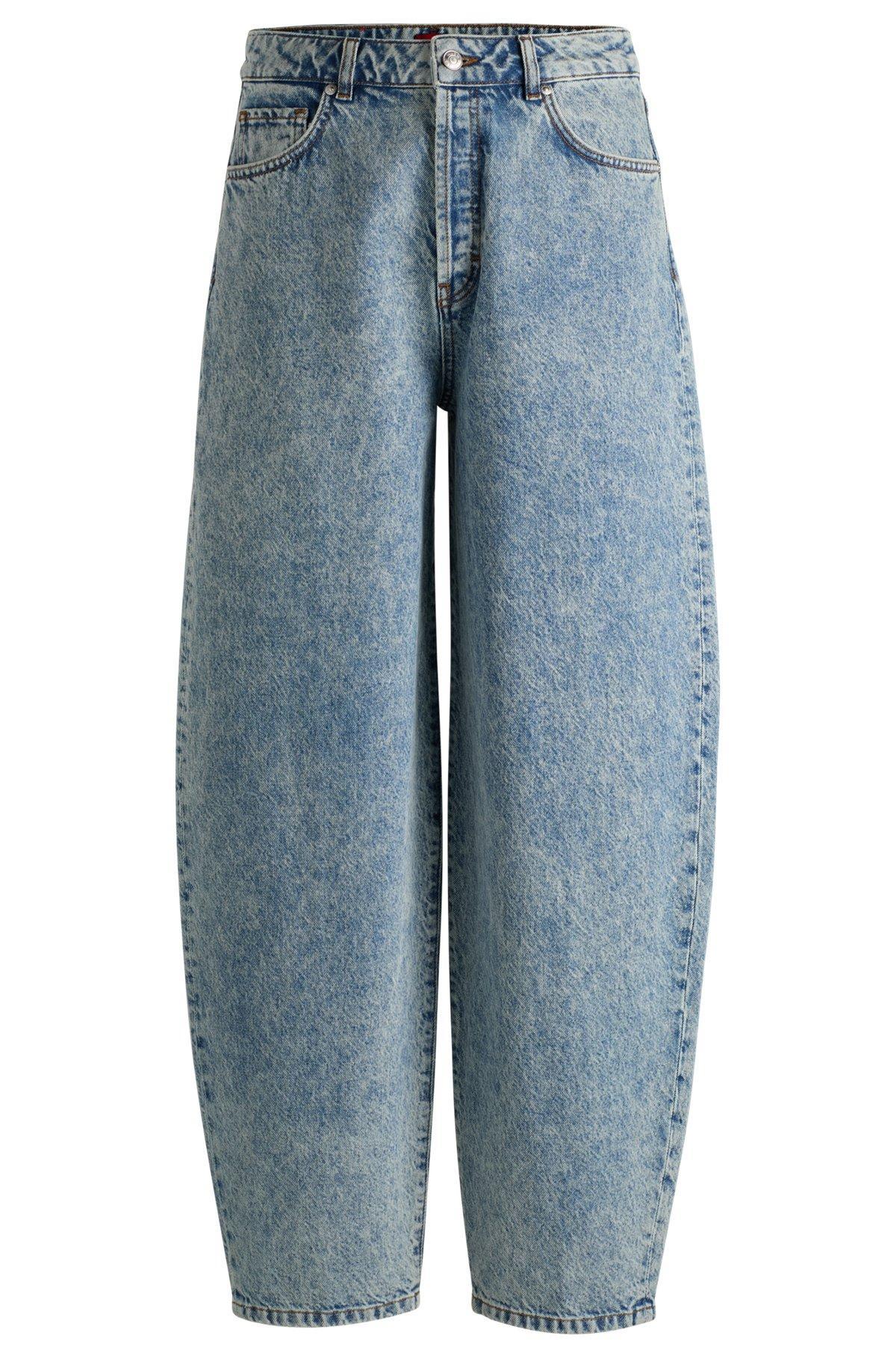 HUGO - Blue straight-fit jeans with wide leg - Dark Blue Product Image