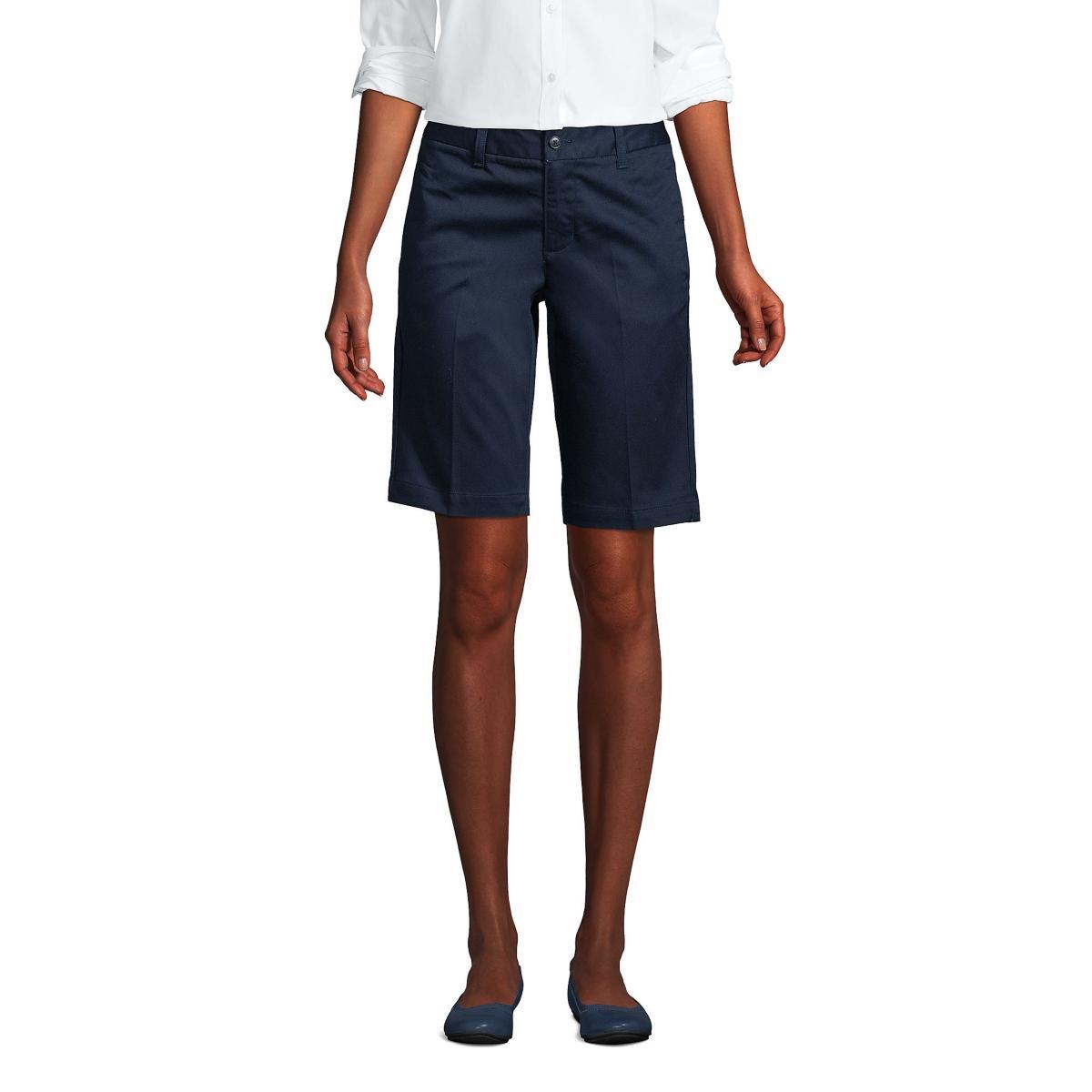 Plus Size Lands' End School Uniform Plain Front Blend Chino Shorts, Women's, Size: 22 W, Black Product Image