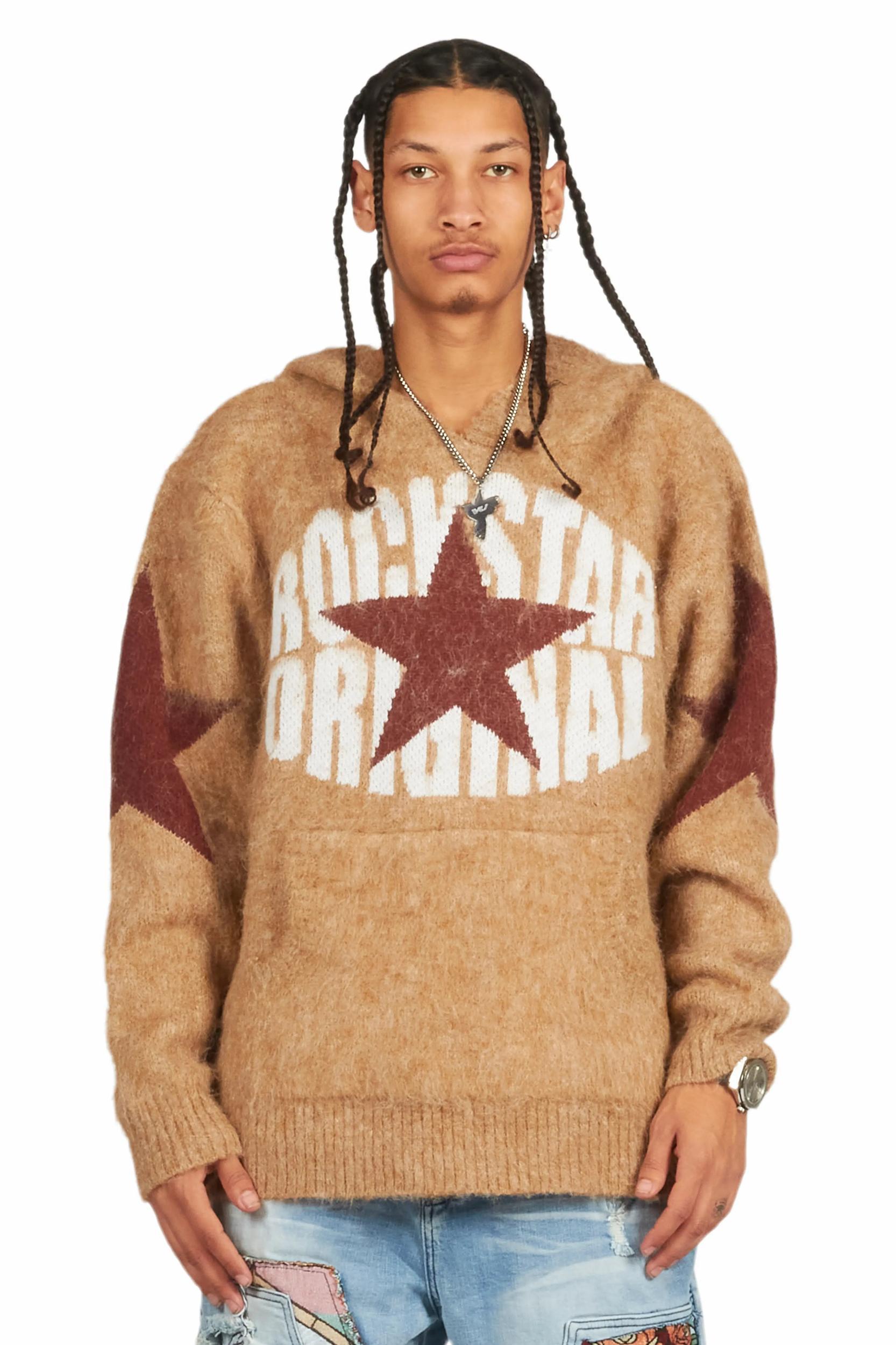 Nasheaka Brown Graphic Mohair Hoodie Female Product Image