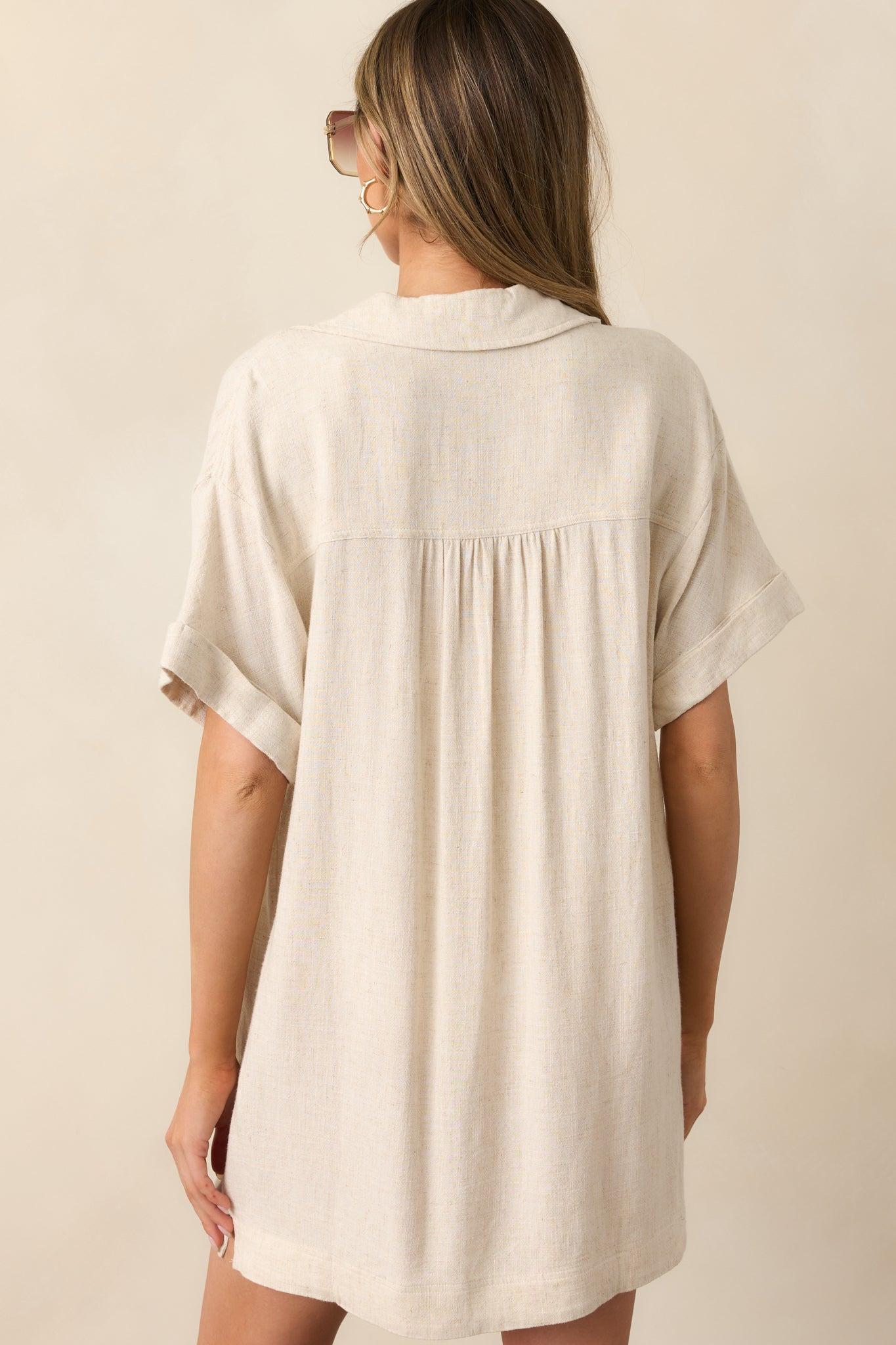 Effortless Selection Beige Button Front Cover Up Dress Product Image