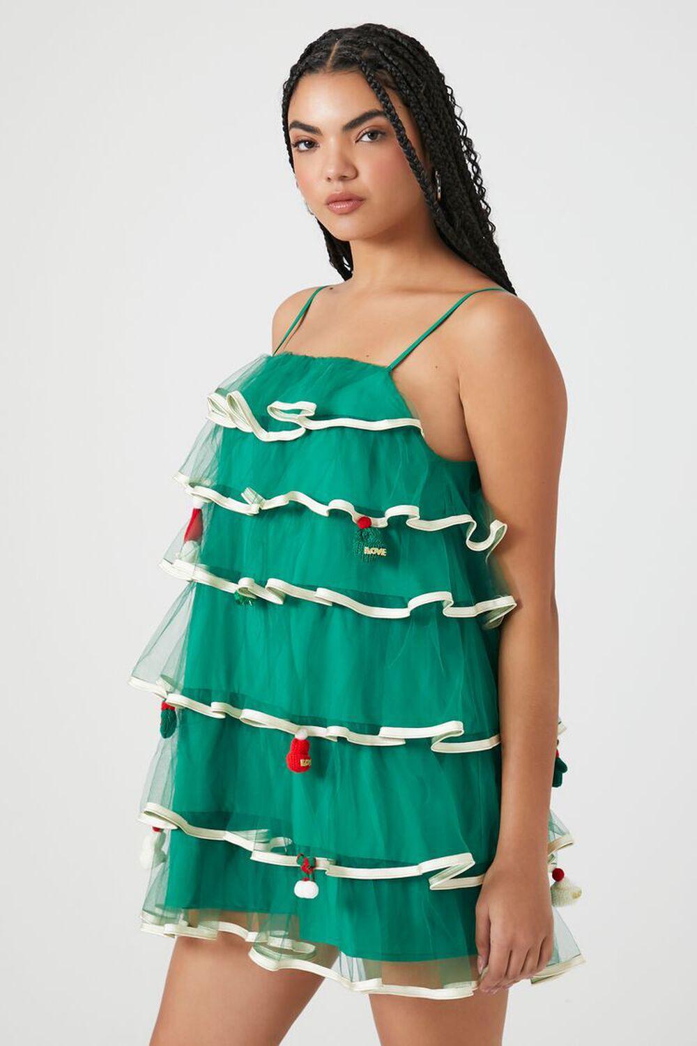 Tiered Mesh Christmas Tree Dress | Forever 21 Product Image