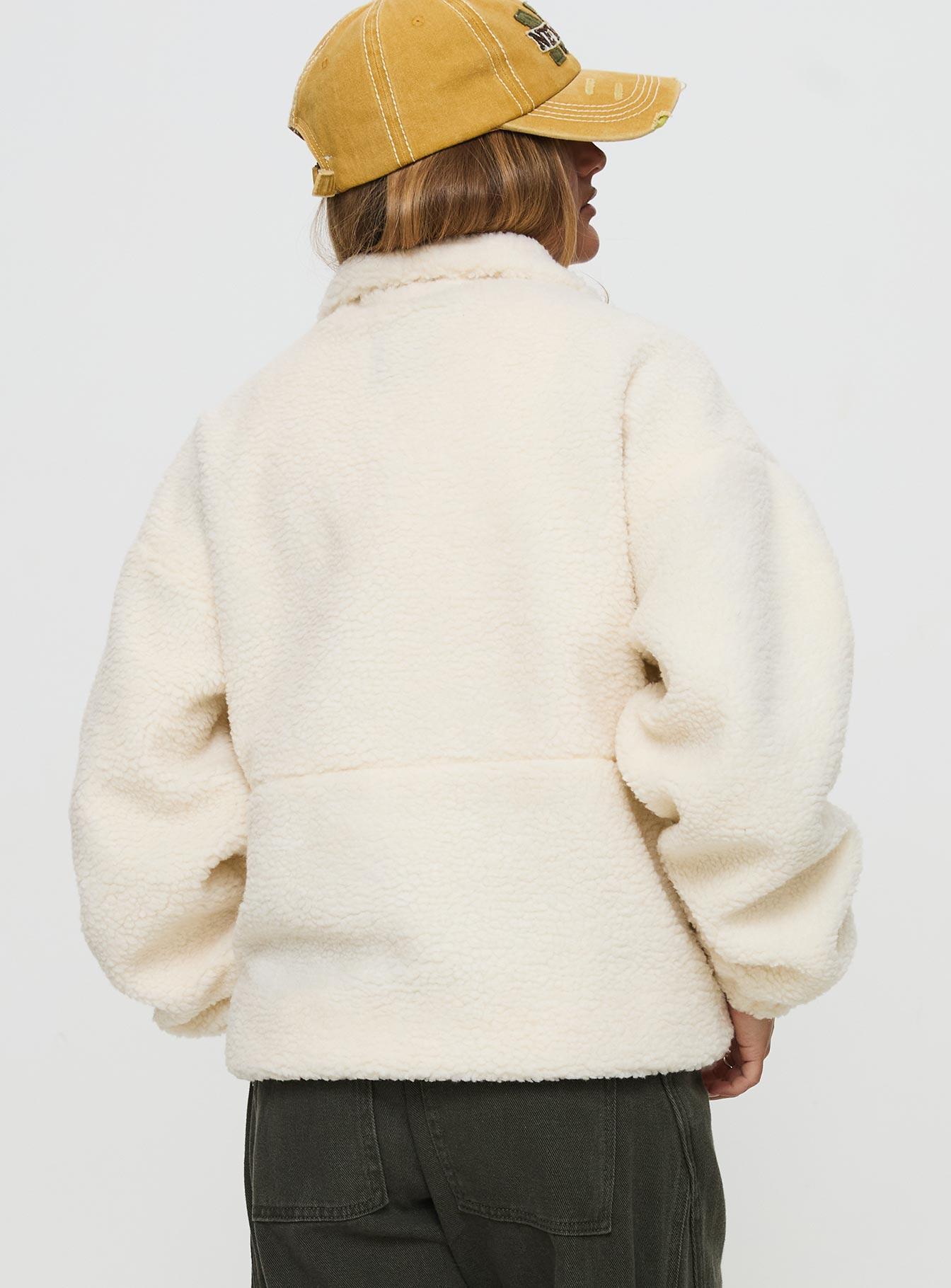 Say My Name Polar Fleece Zip Up Jacket Cream Product Image