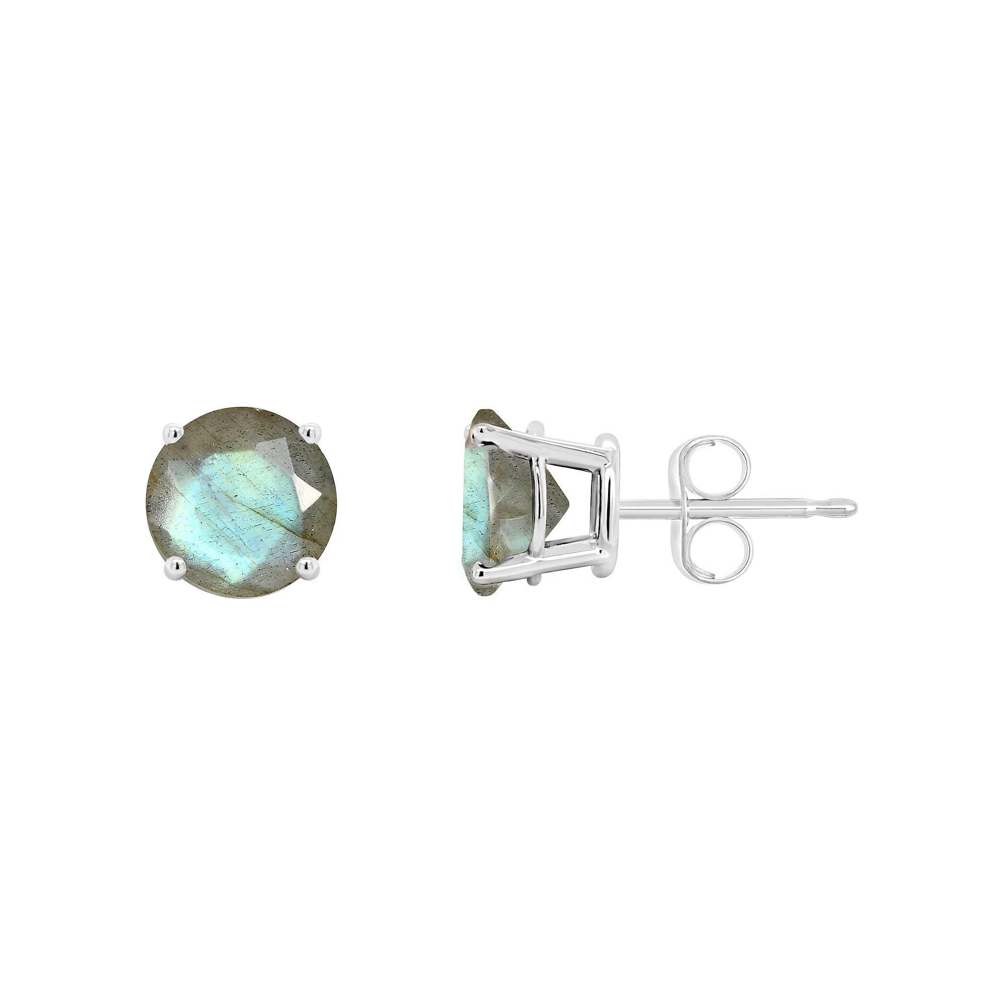 Celebration Gems 14k Gold Round Labradorite Stud Earrings, Women's Product Image
