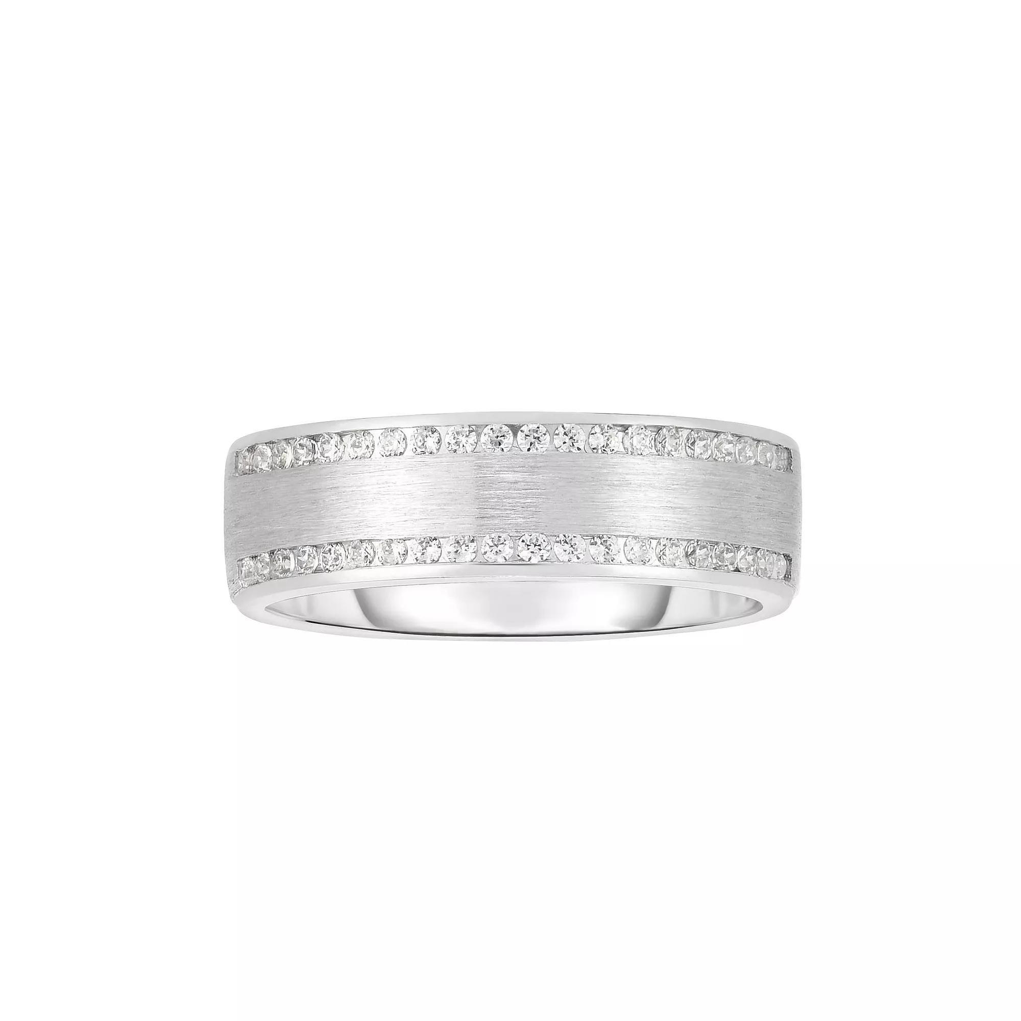 Mens 10k White Gold 1/2 Carat T.W. Diamond Wedding Band Product Image