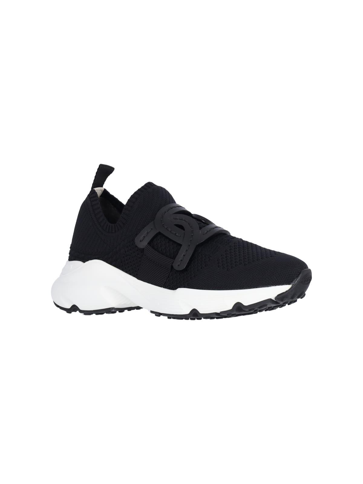TOD'S Technical Fabric Sneakers With Leather Detail In Black Product Image