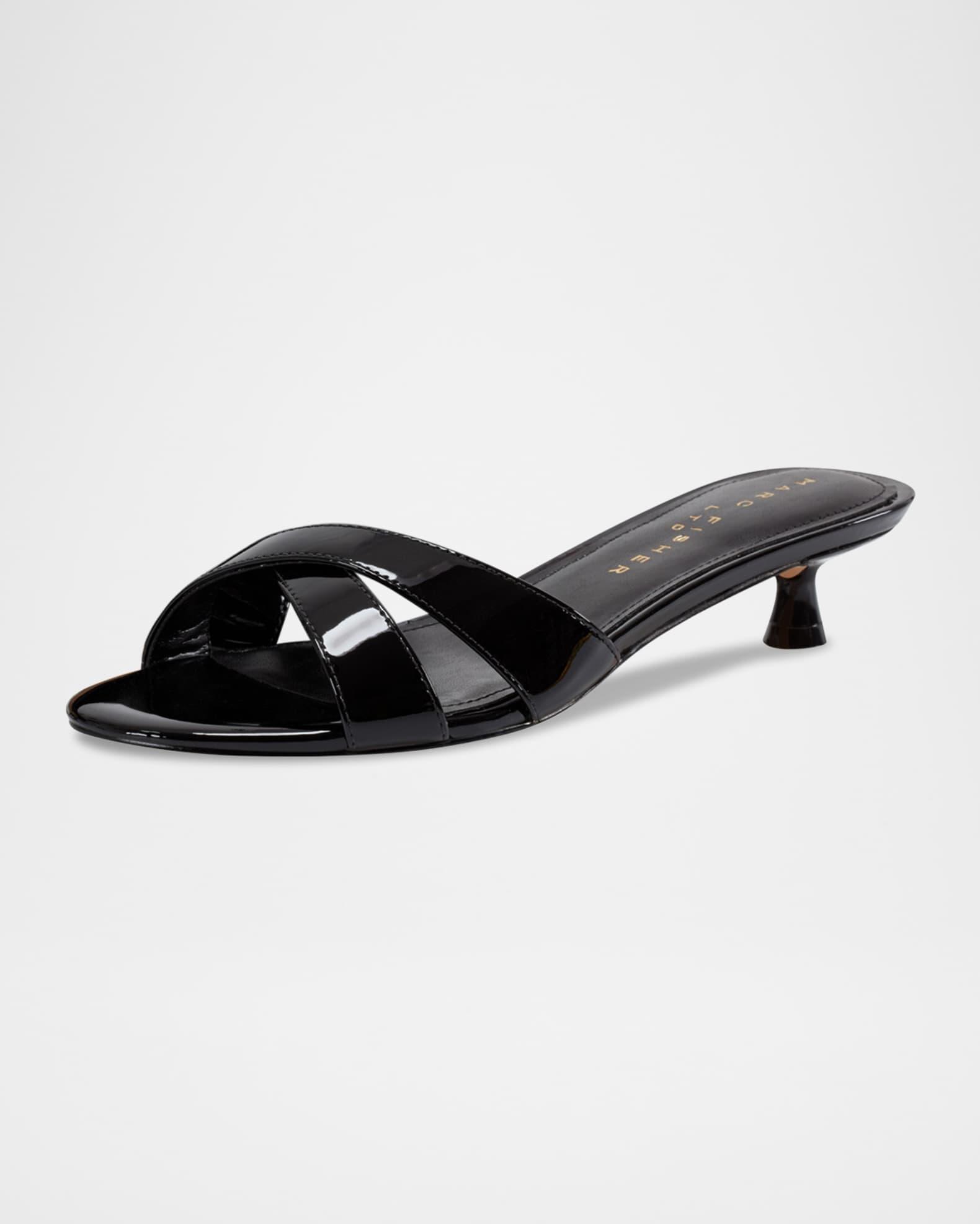 Tracey Patent Crisscross Kitten Slide Sandals Product Image