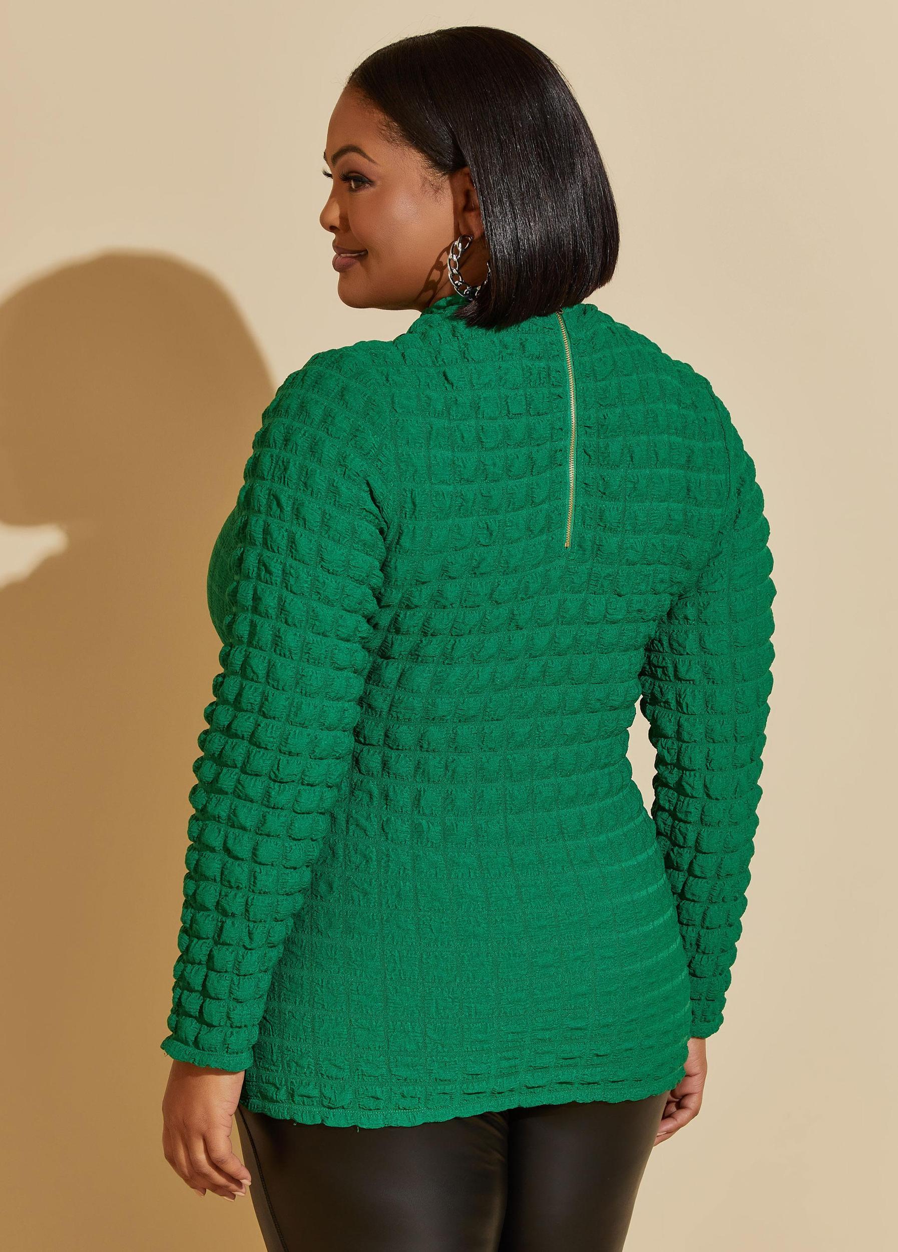 Puff Effect Mock Neck Top Product Image