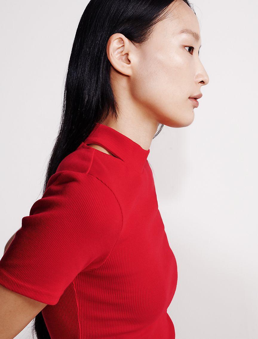 Calvin Klein Women's Cut Out Slim Crewneck T-Shirt - White - S Product Image