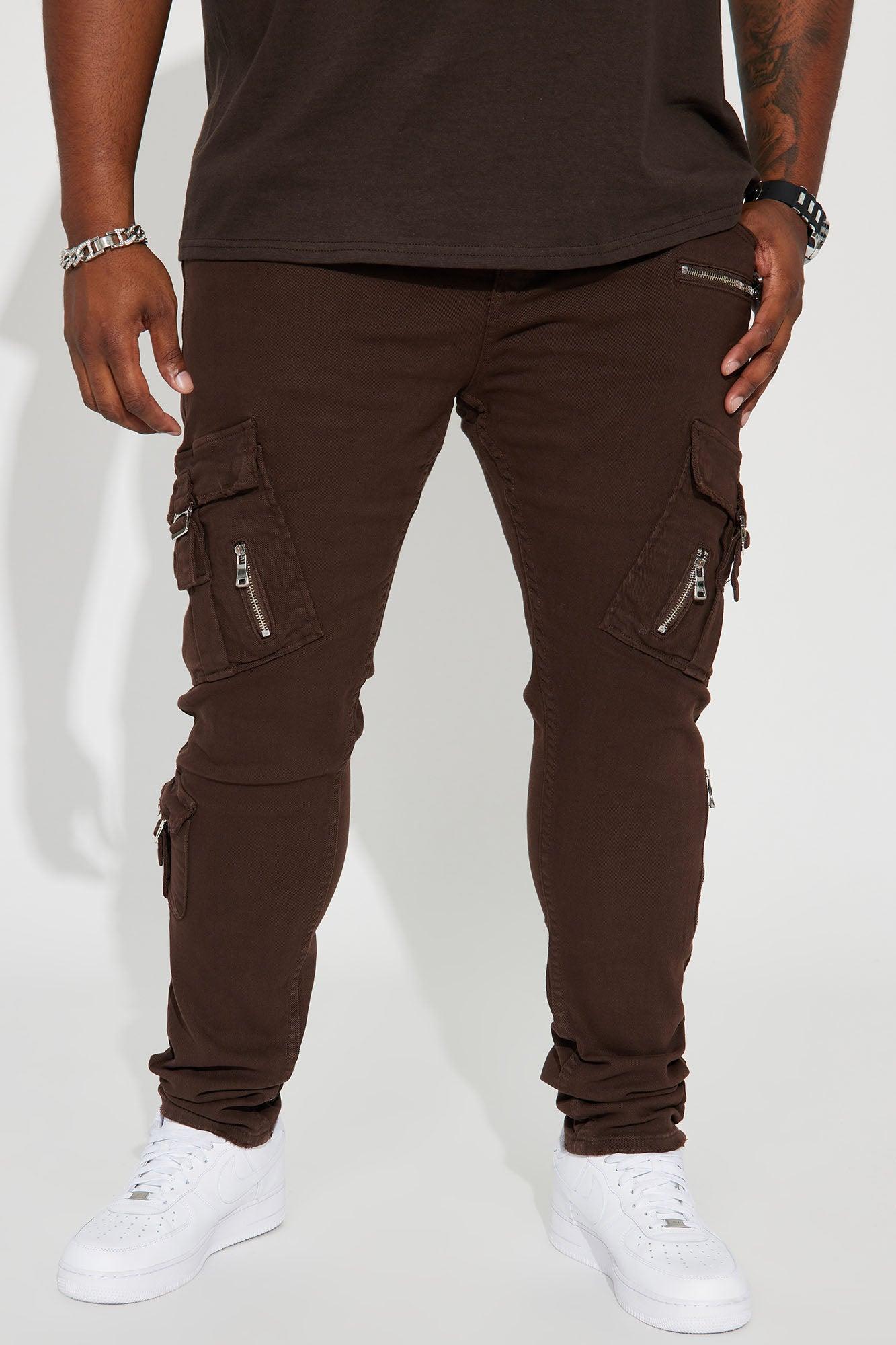 Inspect Me Cargo Stacked Skinny Jeans - Brown Product Image