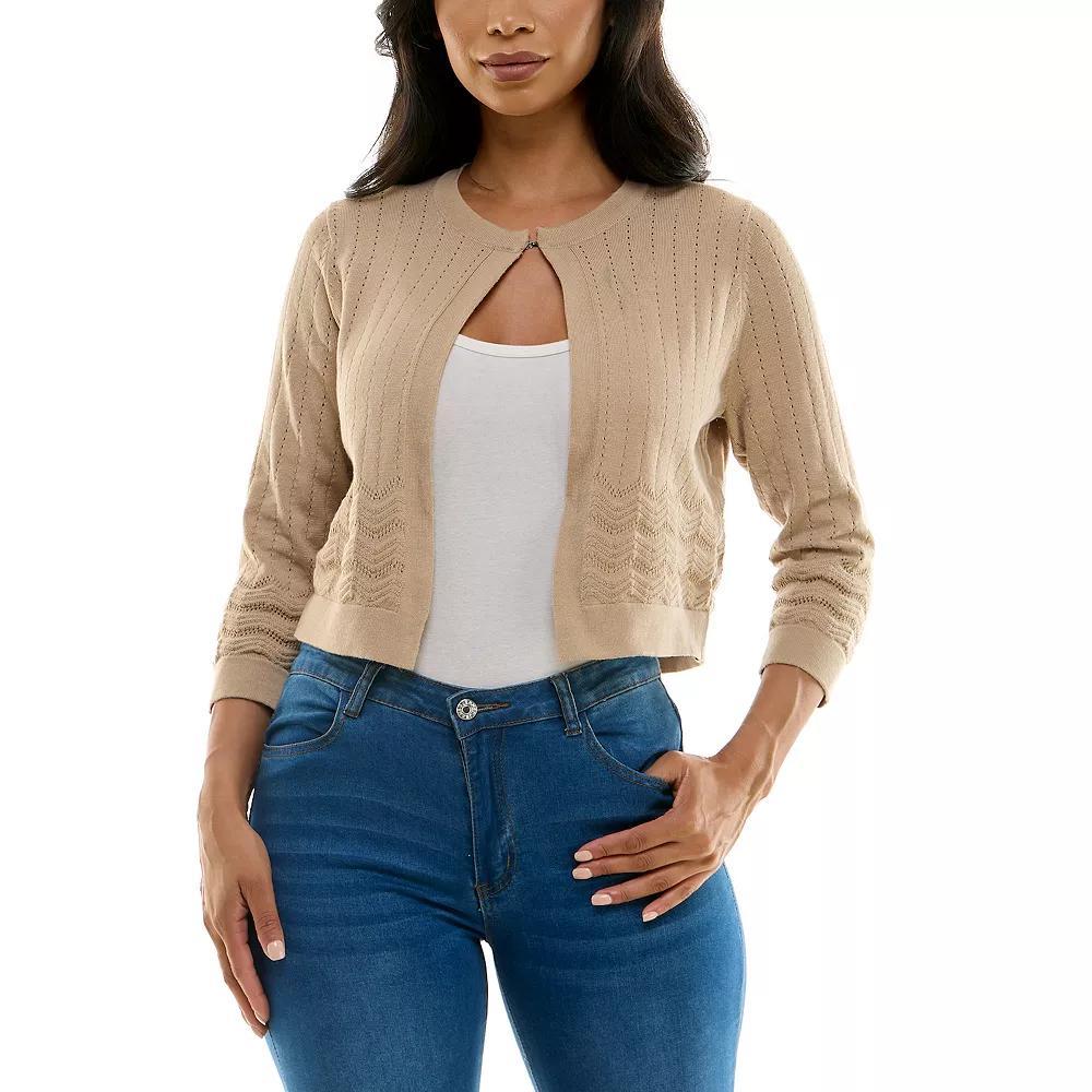 Women's Nina Leonard Pointelle Bolero, Size: Medium, White Product Image