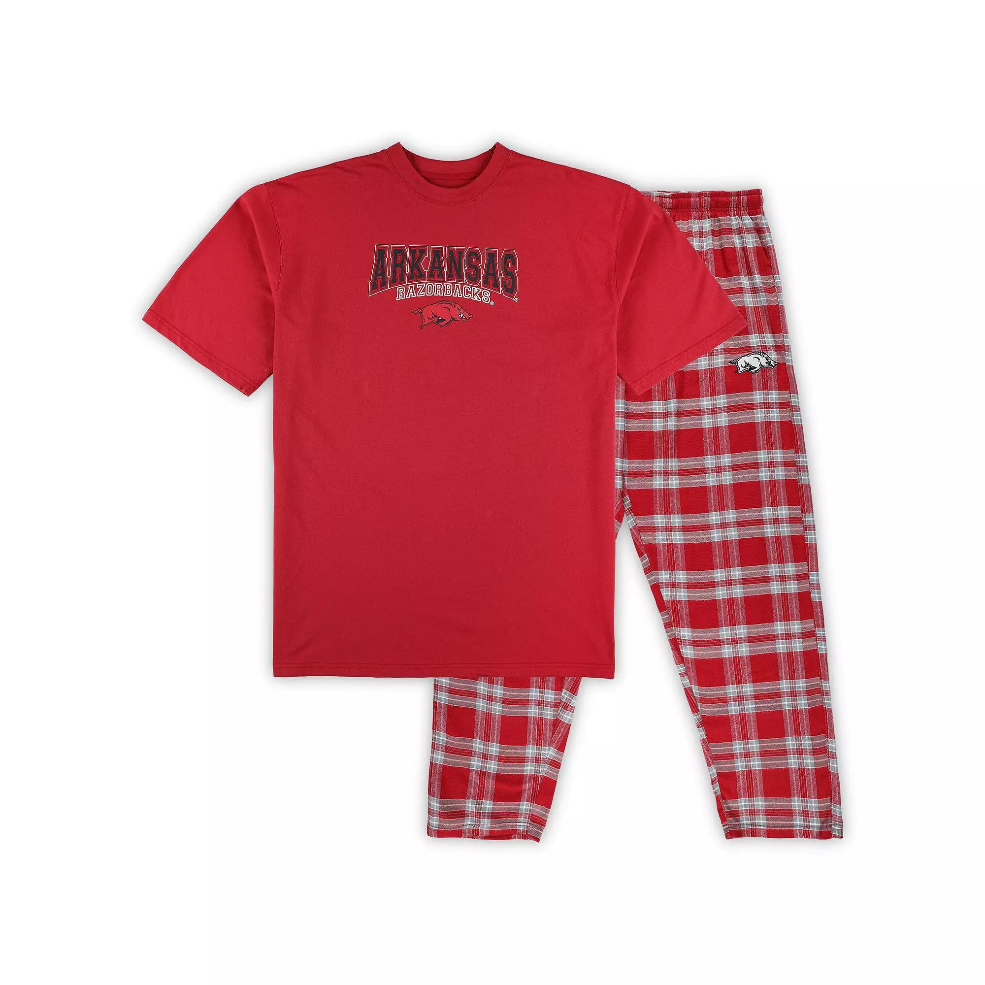 Men's Profile Cardinal/Gray Arkansas Razorbacks Big & Tall 2-Pack T-Shirt & Flannel Pants Set, Size: 3XB, Red Product Image