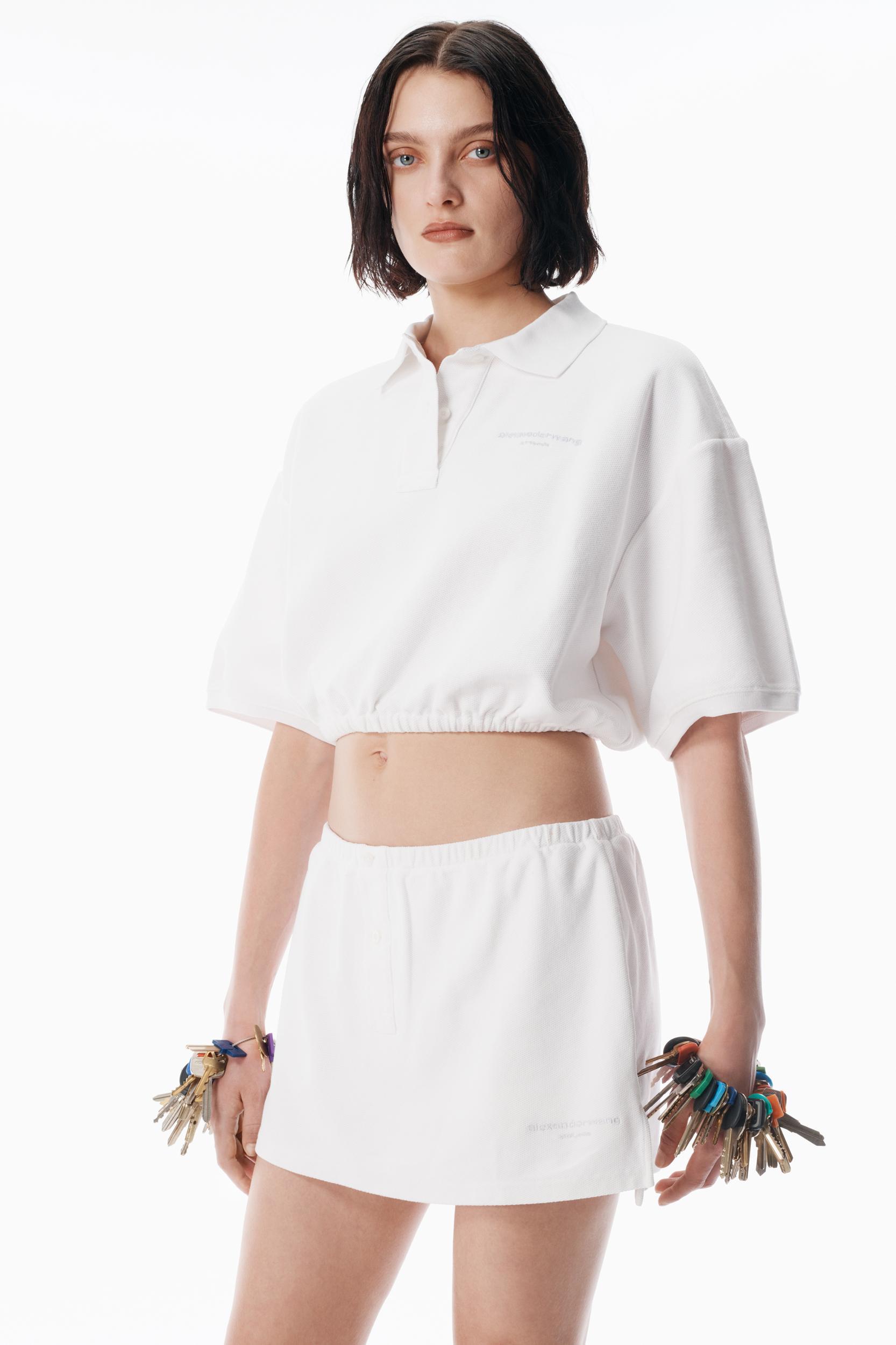 White Deconstructed Polo Shirt Product Image