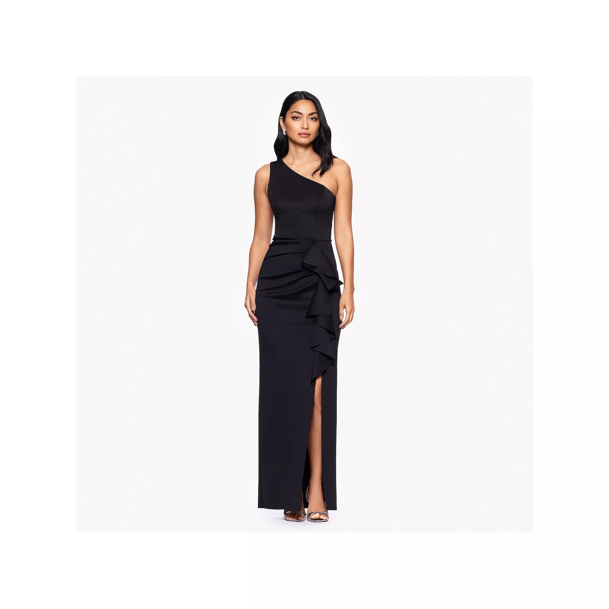 Womens X Evenings Long Techno Scuba One Shoulder Ruffle Detail Dress Product Image