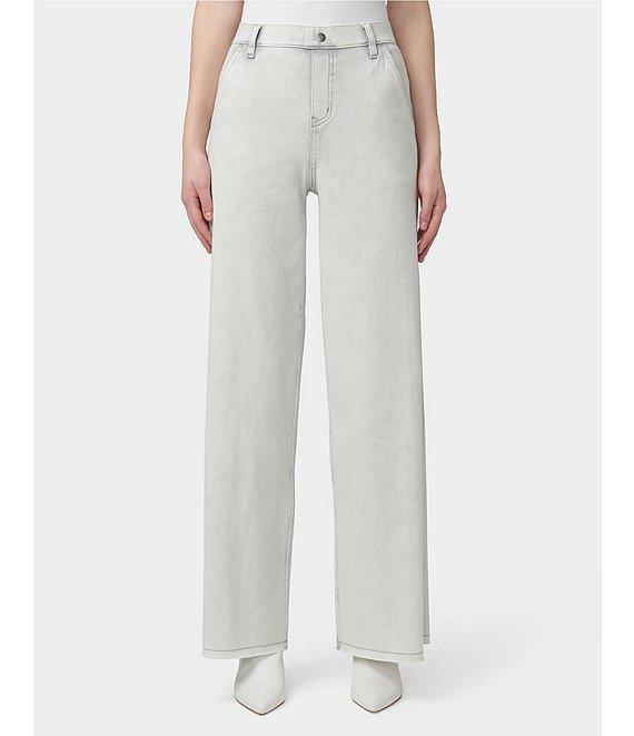 HUE Frayed Edge Wide Leg Denim Pants Product Image