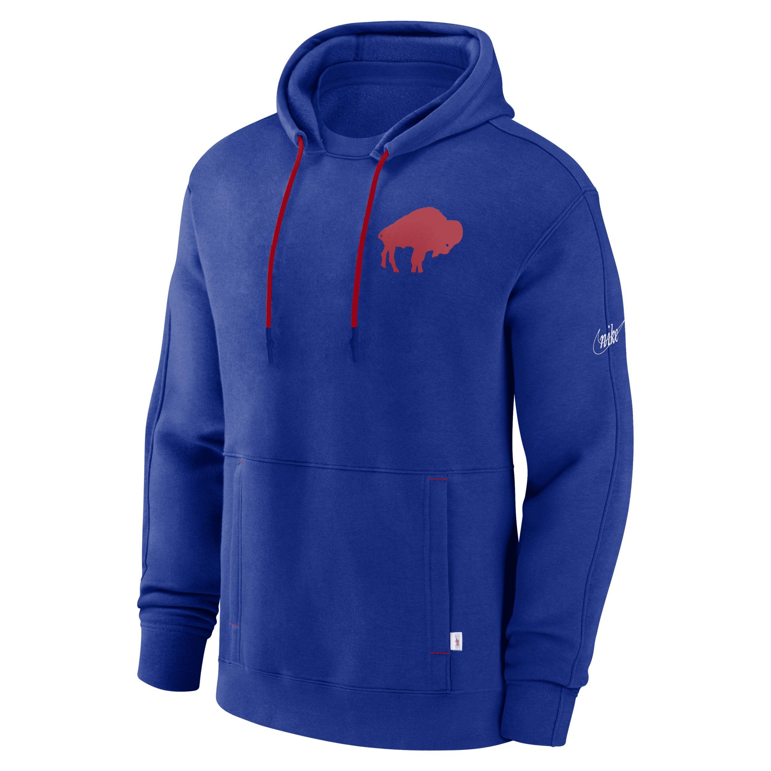 Mens Nike Royal Buffalo Bills Throwback Layered Logo Statement Pullover Hoodie Product Image